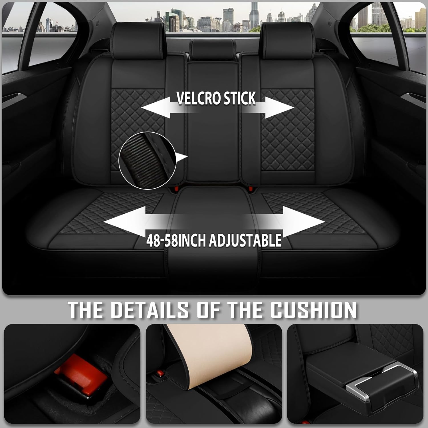 Juego completo de fundas de asiento de automóvil, 5 asientos, universales, impermeables, de cuero, para la parte delantera y trasera, protectores