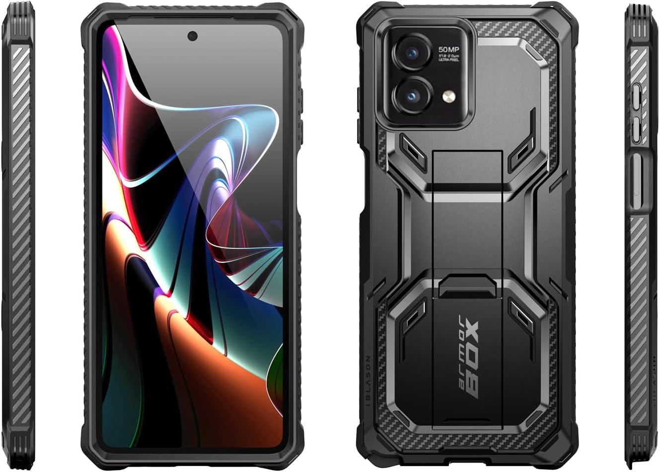 i-Blason Armorbox Lite – Funda para Moto G Stylus 5G (versión 2023) no para versión 4G20222021, 2 protectores de pantalla de vidrio templado Funda