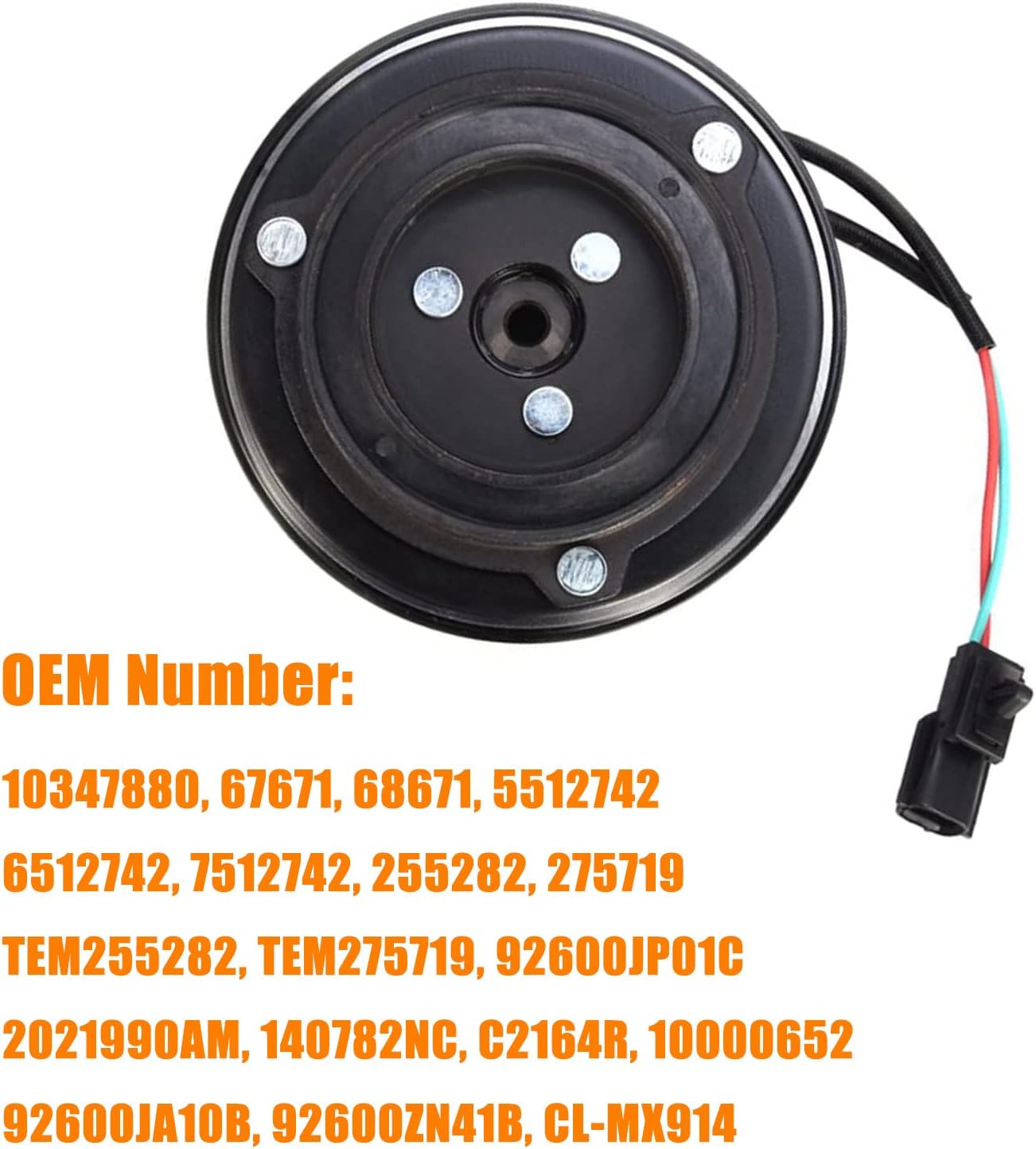 Kit de ensamblaje de embrague del compresor del AC, bobina de rodamiento de polea de placa 92600JA10B, repuesto para motor Nissan Maxima 2008-2014