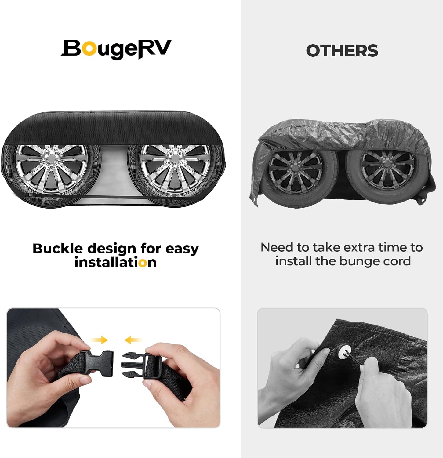 BougeRV Fundas para neumáticos de caravana, cubierta de rueda de doble eje (2 paquetes) se adapta a neumáticos de 27 a 30 pulgadas de diámetro,