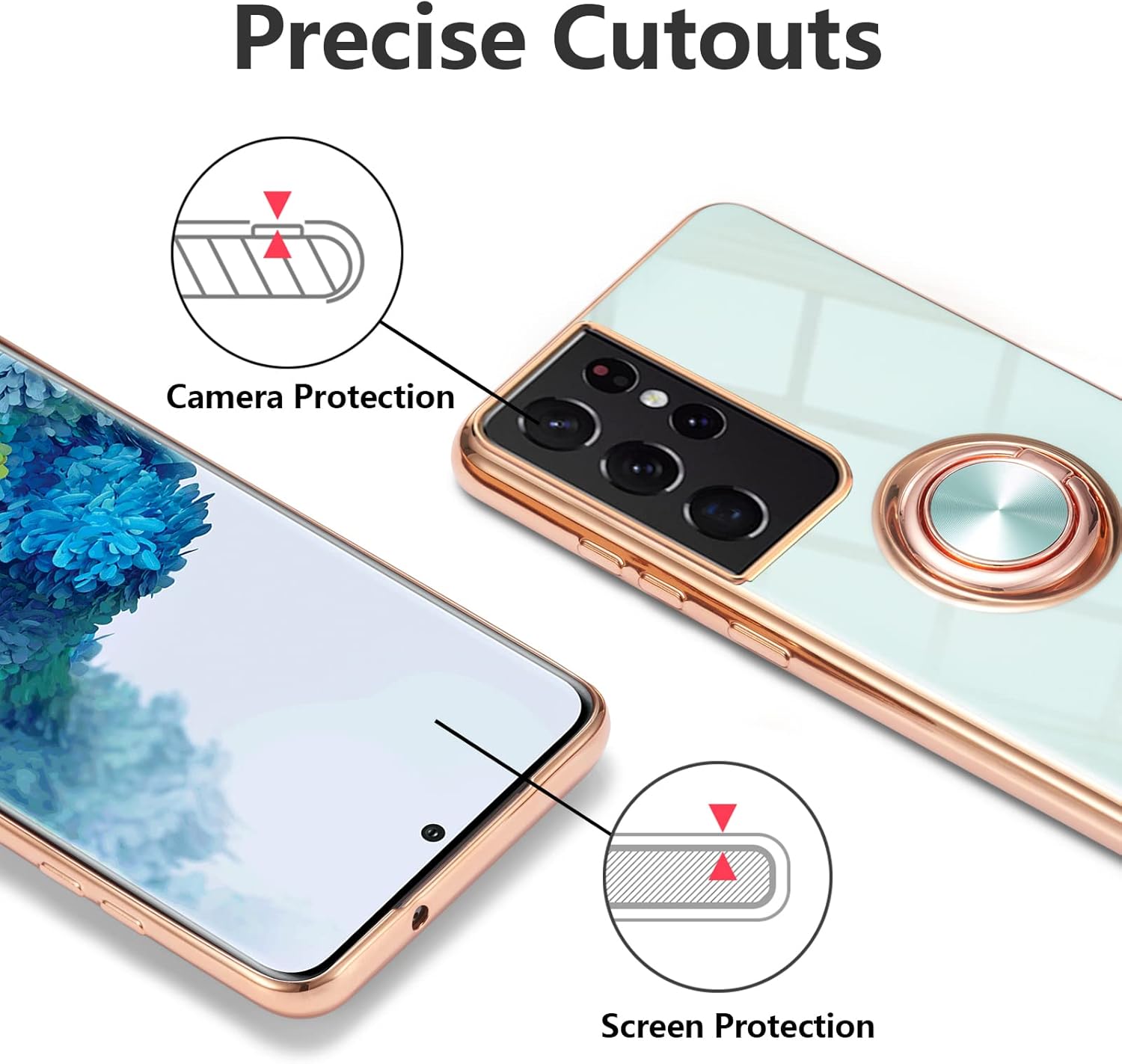 EYZUTAK Funda magnética galvanizada para Samsung Galaxy S20 FE 5G, 360 grados con rotación de metal, soporte magnético para anillo de dedo para