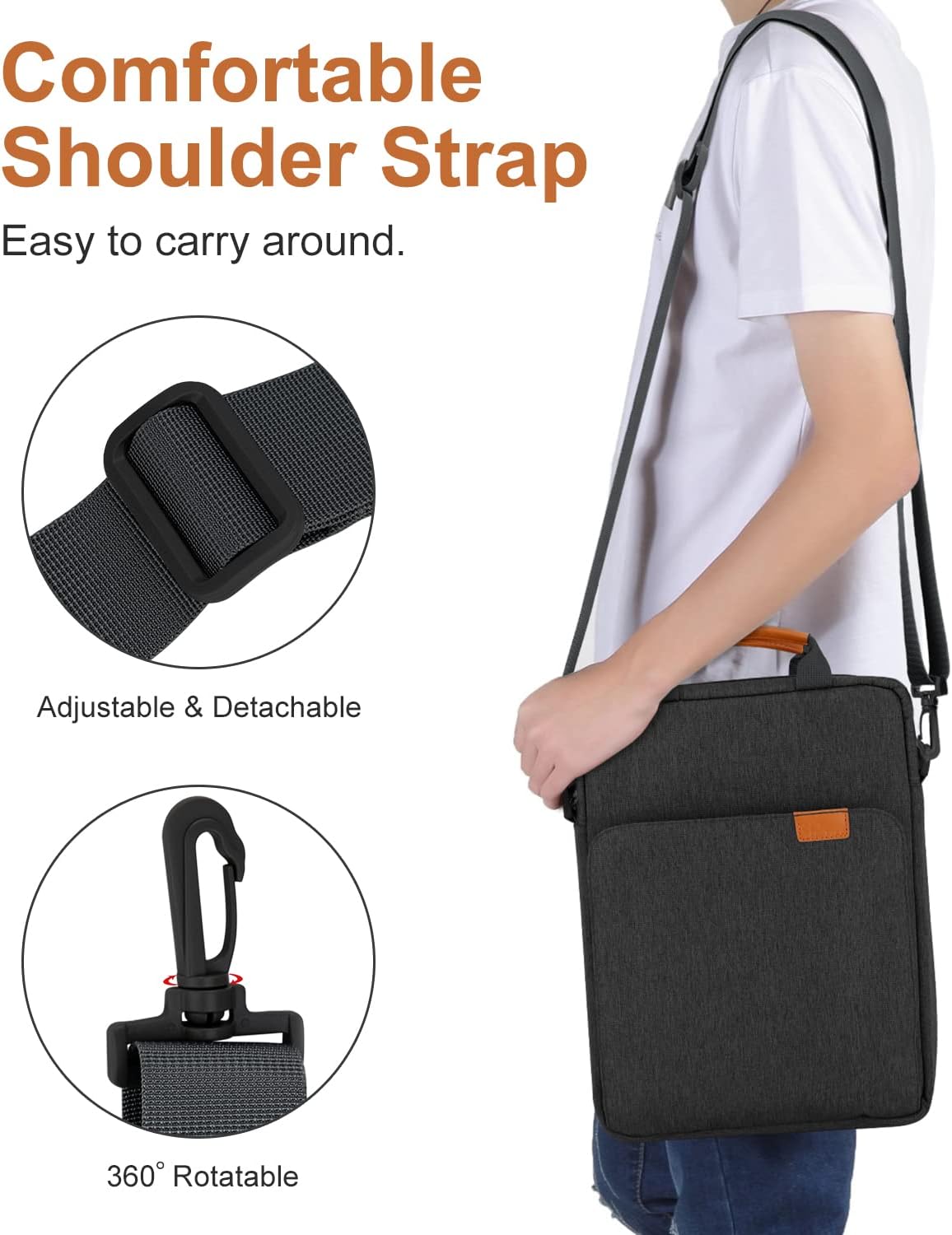 Funda para laptop de 13 pulgadas con correa para el hombro y asa, funda de transporte para Apple Macbook iPad 13.3, Chromebook