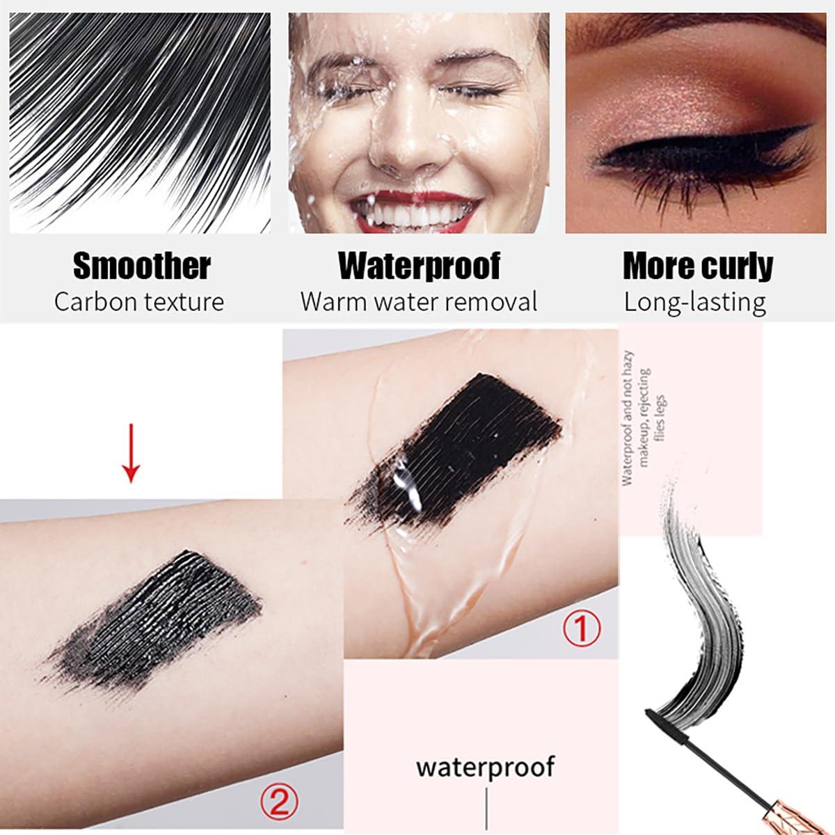 Yanqina – Máscara de pestañas súper larga, 4D, color negro, impermeable, de larga duración, a prueba de manchas, rizado, maquillaje de pestañas,