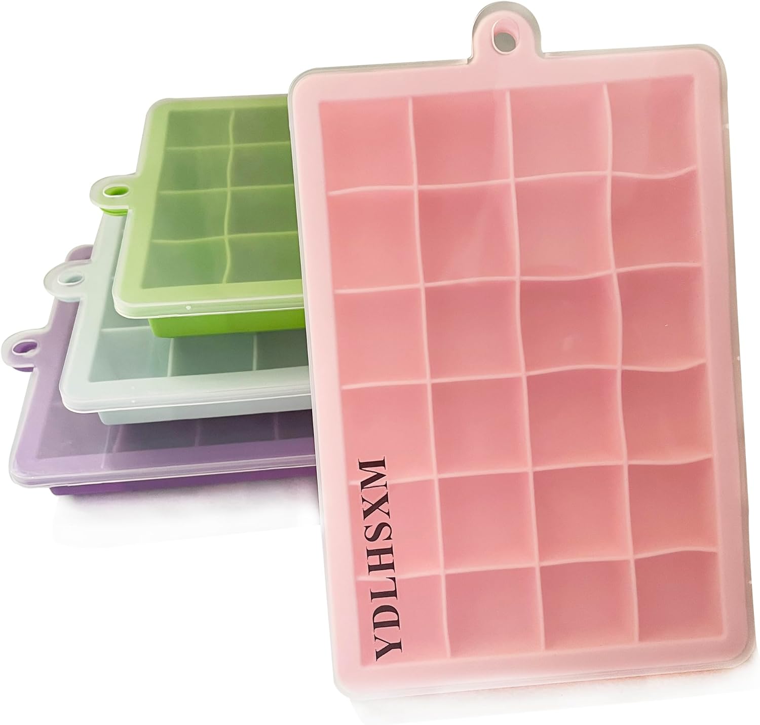 Bandejas para cubitos de hielo, paquete de 4 bandejas de hielo de silicona flexible con tapa extraíble, bandeja de 24 cubos de fácil liberación para