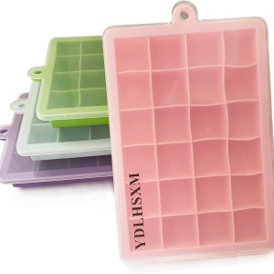 Bandejas para cubitos de hielo, paquete de 4 bandejas de hielo de silicona flexible con tapa extraíble, bandeja de 24 cubos de fácil liberación para Bandejas para cubitos de hielo, paquete de 4 bandejas de hielo de silicona flexible con tapa extraíble, bandeja de 24 cubos de fácil liberación para