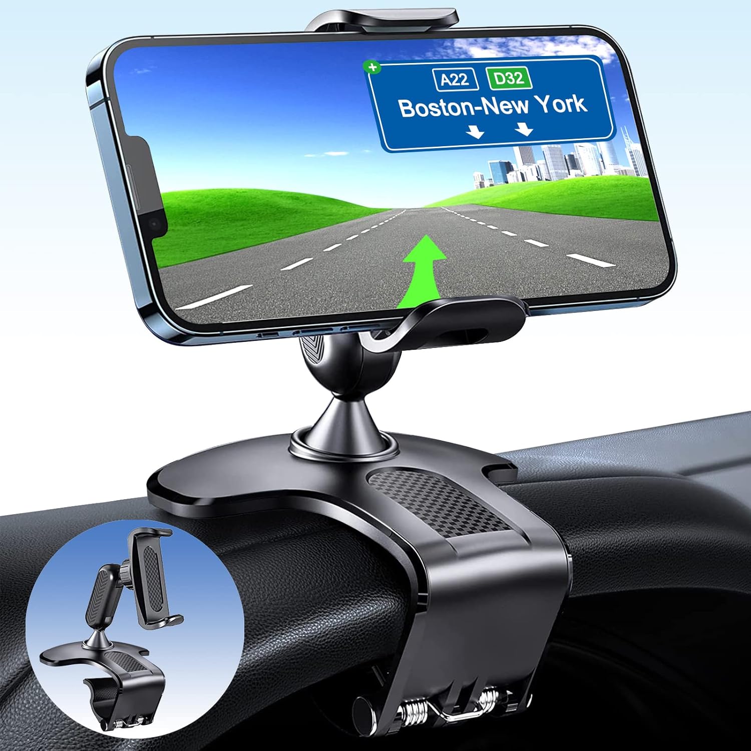 Soporte de teléfono para automóvil, soporte de teléfono celular para automóvil, rotación de 360 grados, soporte de montaje de clip para automóvil,