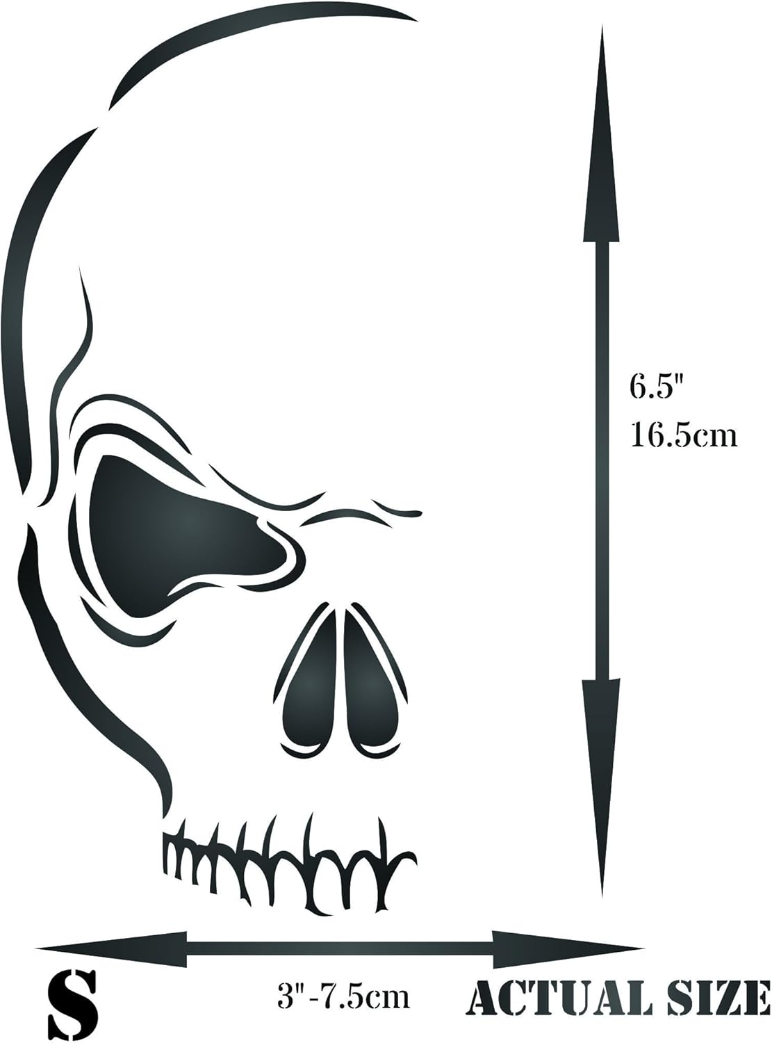 Plantilla de calavera malvada de Halloween, 3 x 6.5 pulgadas (S) – Plantillas decorativas de calavera de media cabeza aterradora para plantilla de