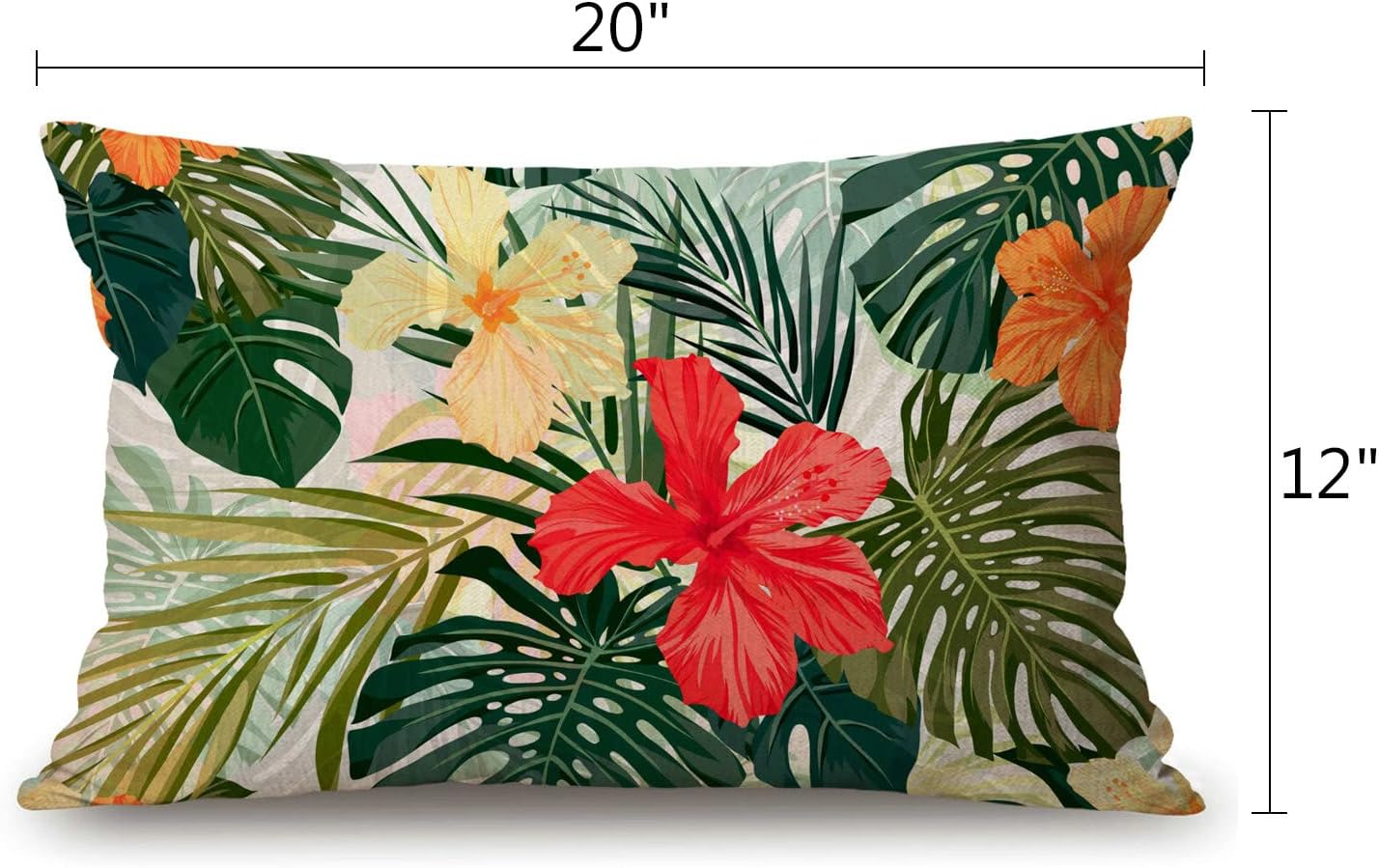 Fundas de almohada decorativas para exteriores para sofá, cama, plantas tropicales hawaianas, hojas de palmera, funda de almohada de decoración