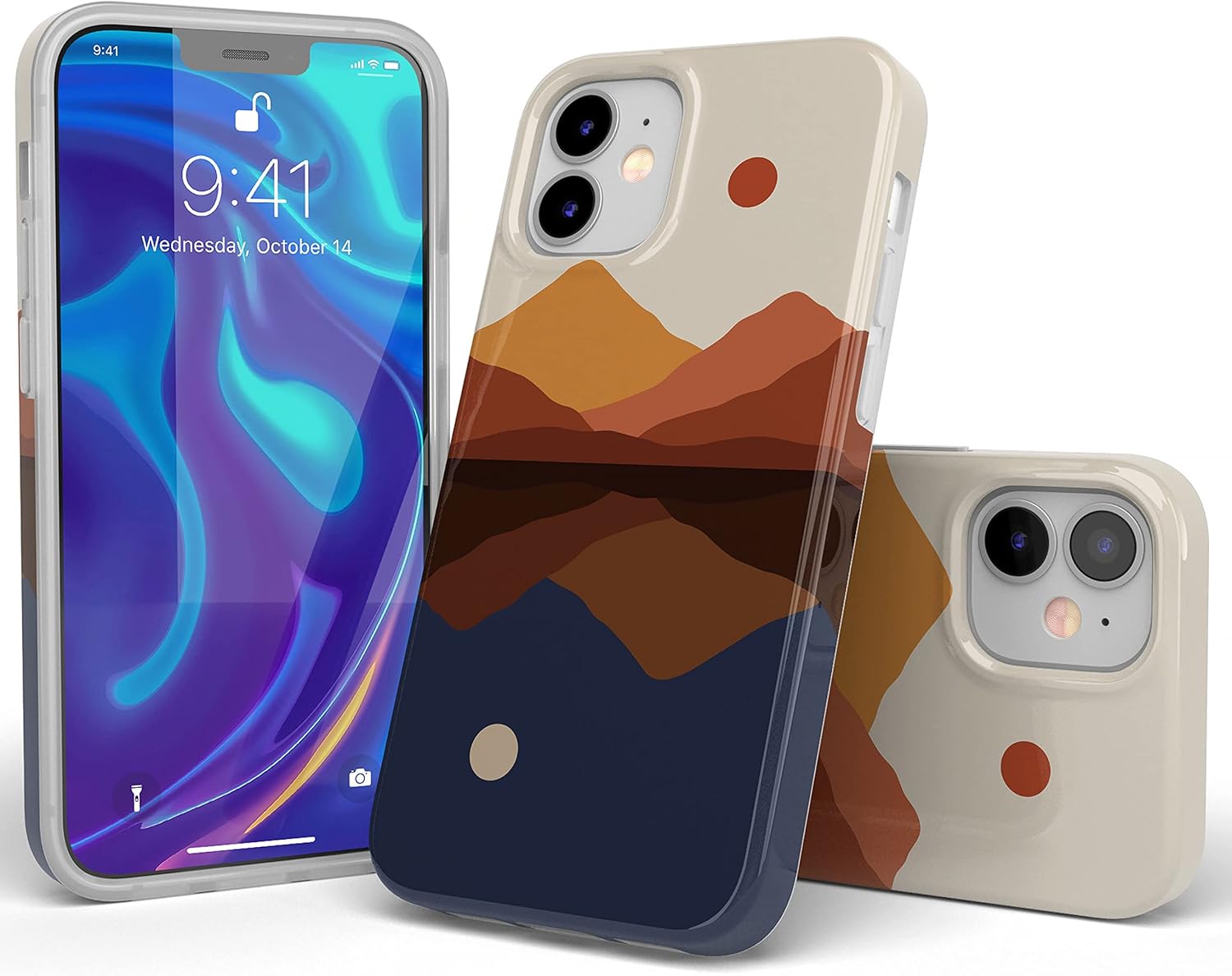 Casely Funda para iPhone 11  Los opuestos se atraen  Funda de montaña de bloque de color de día y noche