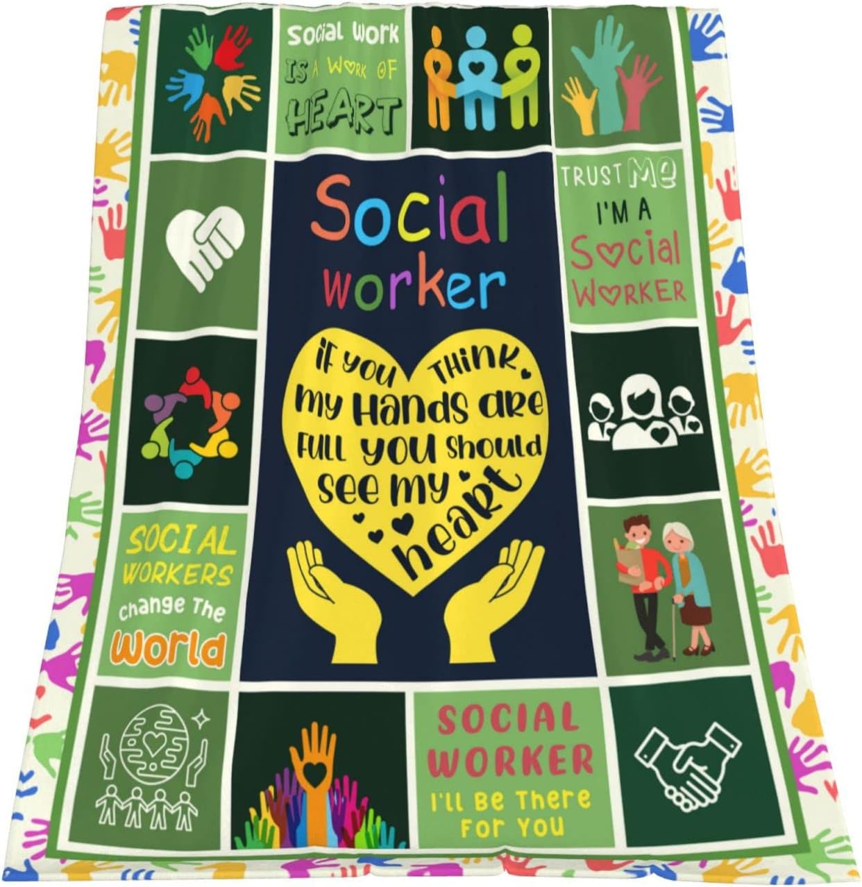 Manta de trabajador social, regalos para mujeres y hombres, manta de franela de felpa suave y cálida para sofá, cama, oficina, 50 x 60 pulgadas