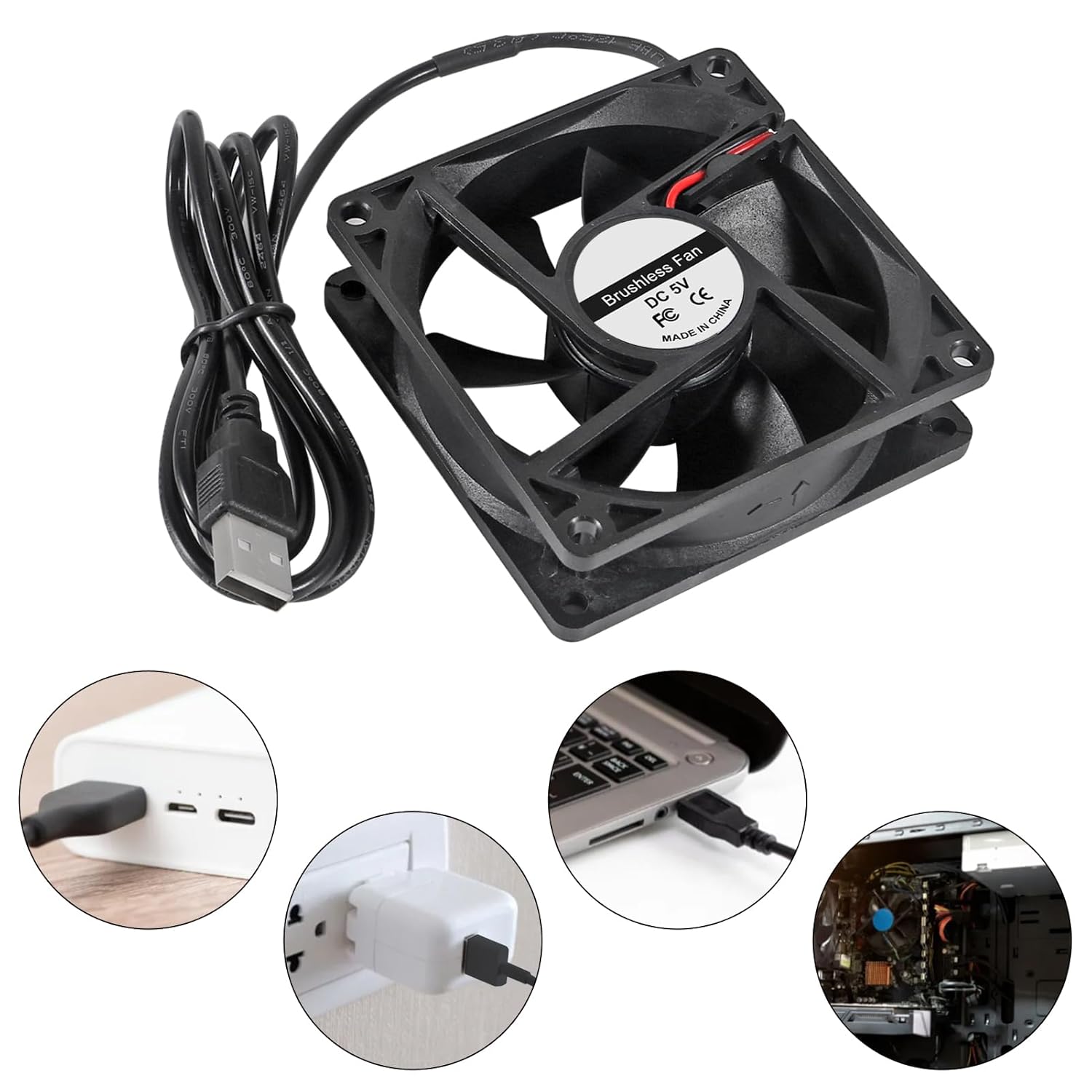 4 unids 8025 Ventilador de enfriamiento 3.150×3.150×0.984 in DC 12V Cooler Ventilador sin escobillas Ventilador 3.150 in XH2.54 2Pin para DIY PC