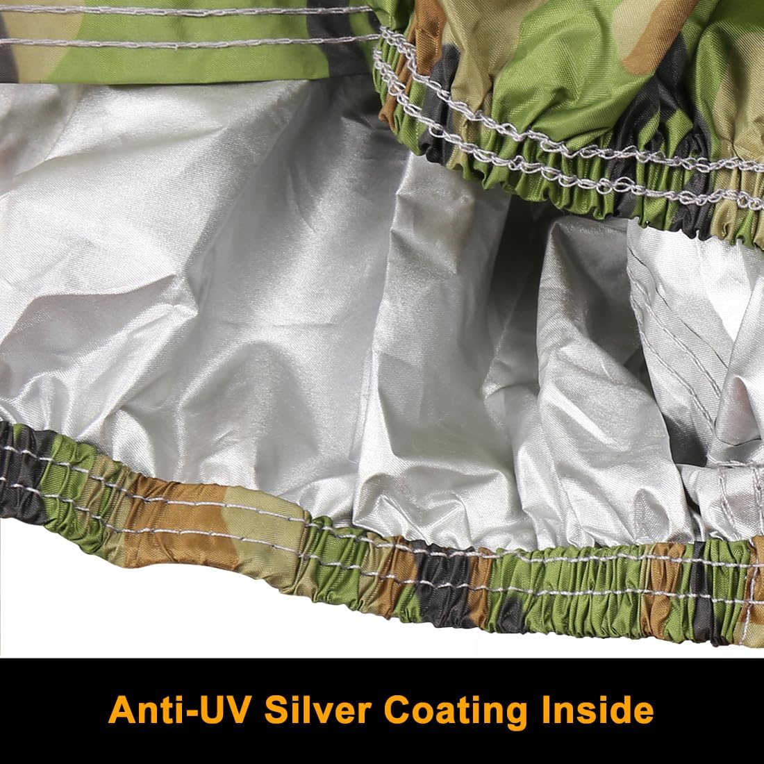 X AUTOHAUX Protector impermeable para todo tipo de clima, cuatrimoto, cubierta de 4 ruedas, ajuste universal, camuflaje con revestimiento plateado