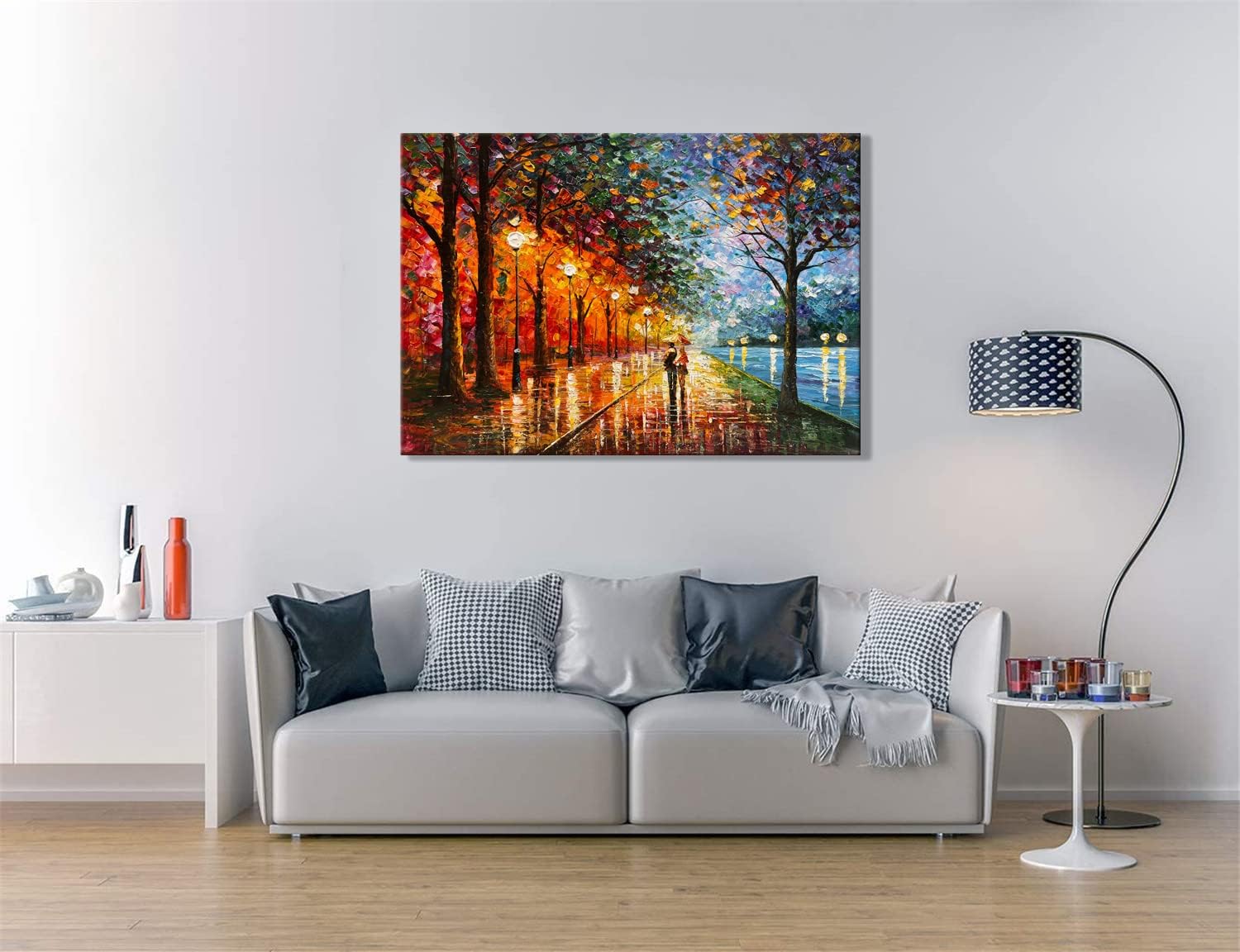 Alenoss Pinturas abstractas en lienzo 3D modernas al óleo sobre lienzo de 28 x 40 pulgadas, arte de pared colorido contemporáneo para parejas, arte