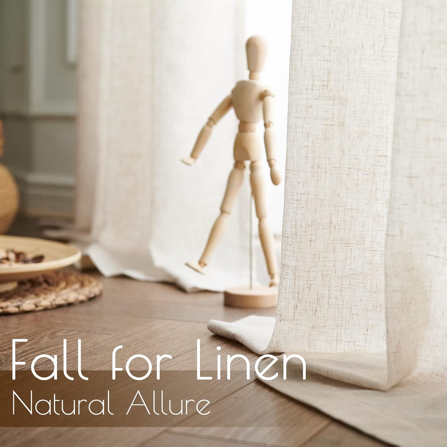 Jinchan – Cortinas de lino texturizadas para sala de estar, con ojales en la parte superior juego de cortinas ideal para dormitorio, sala de estar,