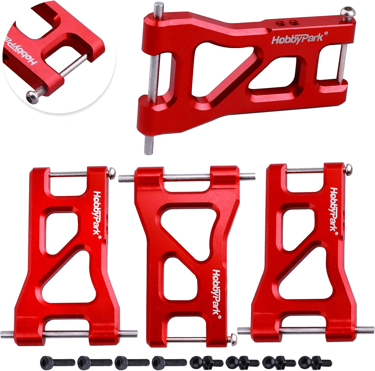 Hobbypark Juego de brazos de suspensión de aluminio (delanteros y traseros) para Traxxas 118 LaTrax Teton Upgrades Desert Prerunner, piezas de