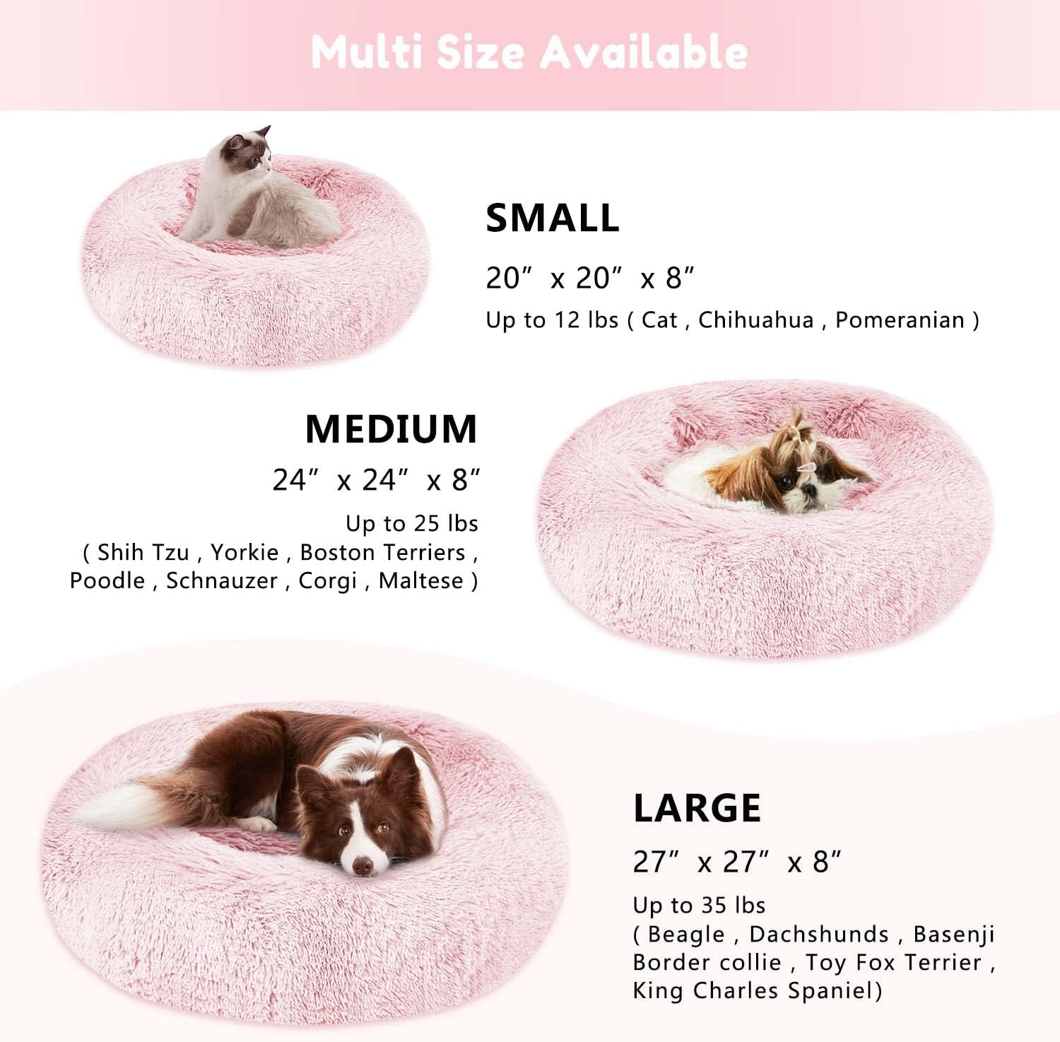 Western Home – Cama para perros y gatos de piel sintética, cama relajante original para mascotas pequeñas, medianas y grandes, antiansiedad, dona,