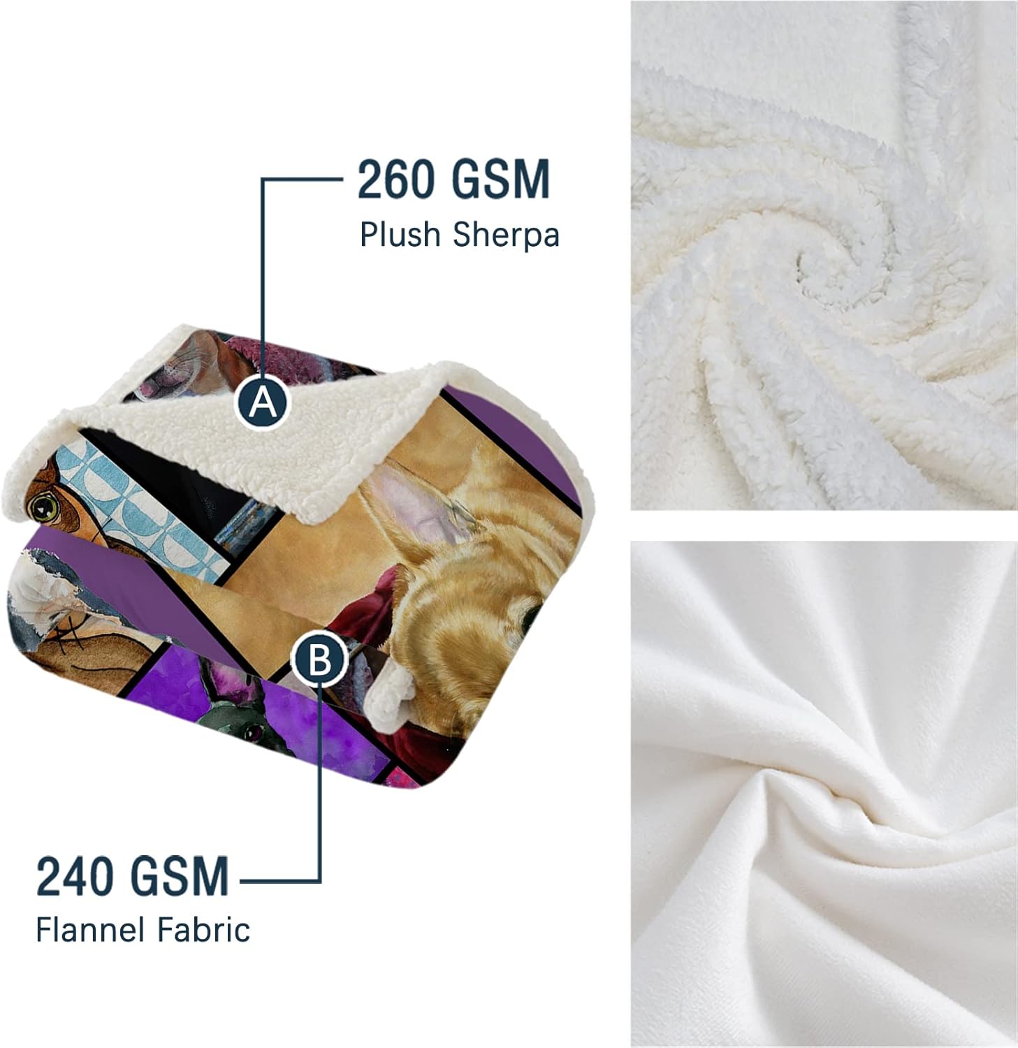 BEDMUST Manta de forro polar para dormitorio, decoración de ropa de cama, manta de sherpa inteligente de Chihuahua para niños y adultos, suave y