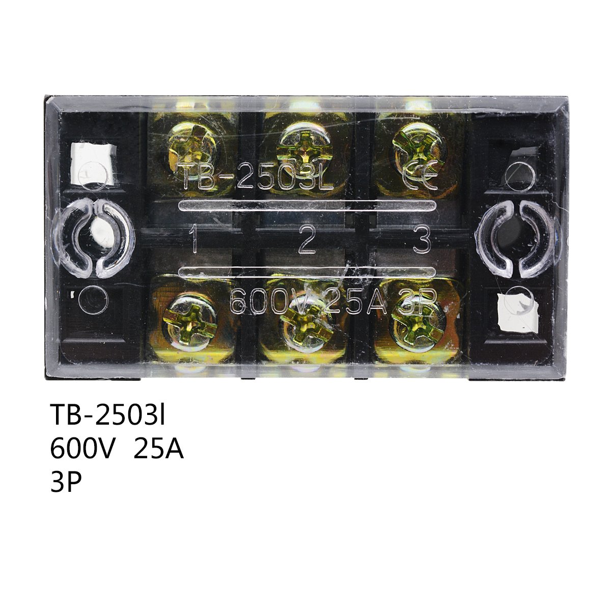 YXQ 600V 25A 3 posiciones Tornillo de doble fila Bloque de tira de terminales de barrera y 25A 3 posiciones preaislado (5+5) Negro Rojo Tipo