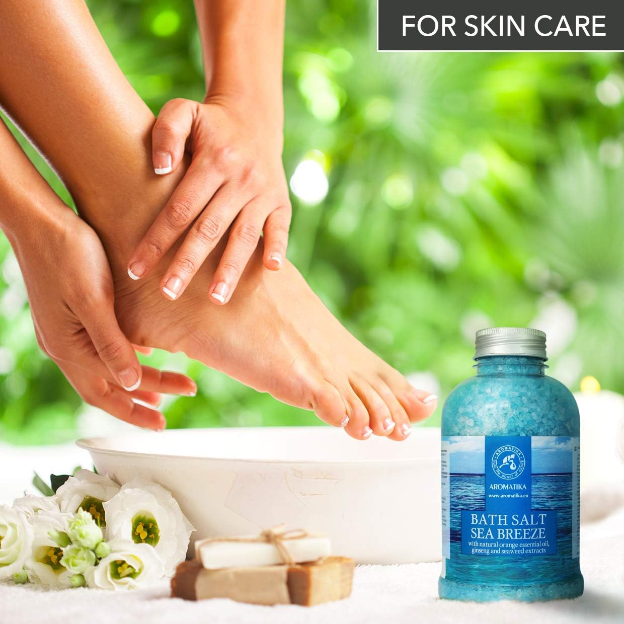 Bath Salt Sea Breeze de 21.16 onzas con aceites esenciales naturales, naranja, ginseng y algas marinas, lo mejor para un buen sueño, relajante,