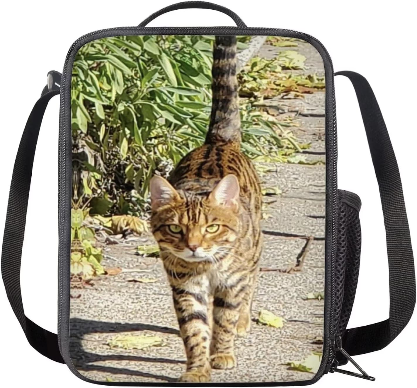 Lindo gato impreso aislado bolsa de almuerzo ligera congelable bolsa de mano fácil de llevar durable viaje almuerzo mochila