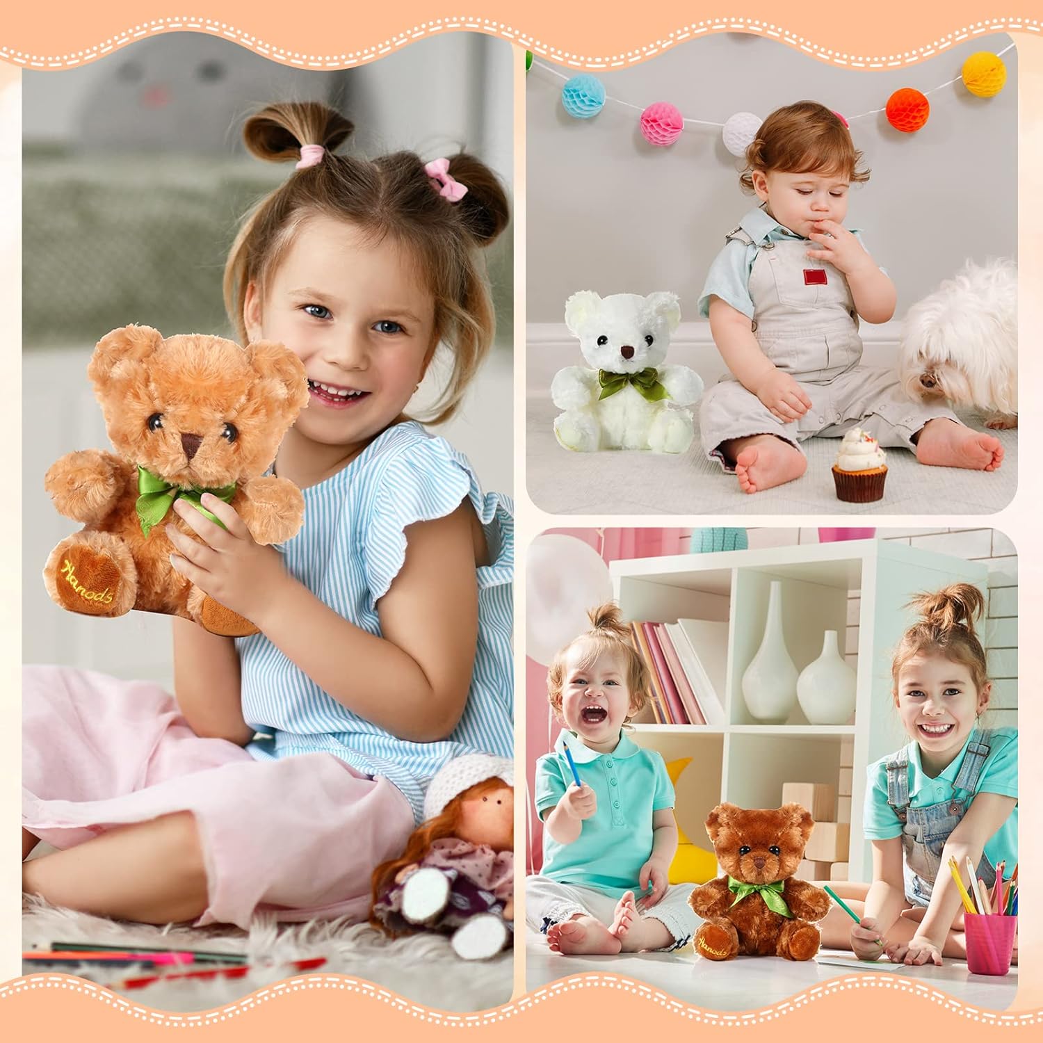 10 piezas de osos de peluche suave, lindos osos para niños y niñas, cumpleaños, día de San Valentín, baby shower, oso recuerdo de fiesta (color