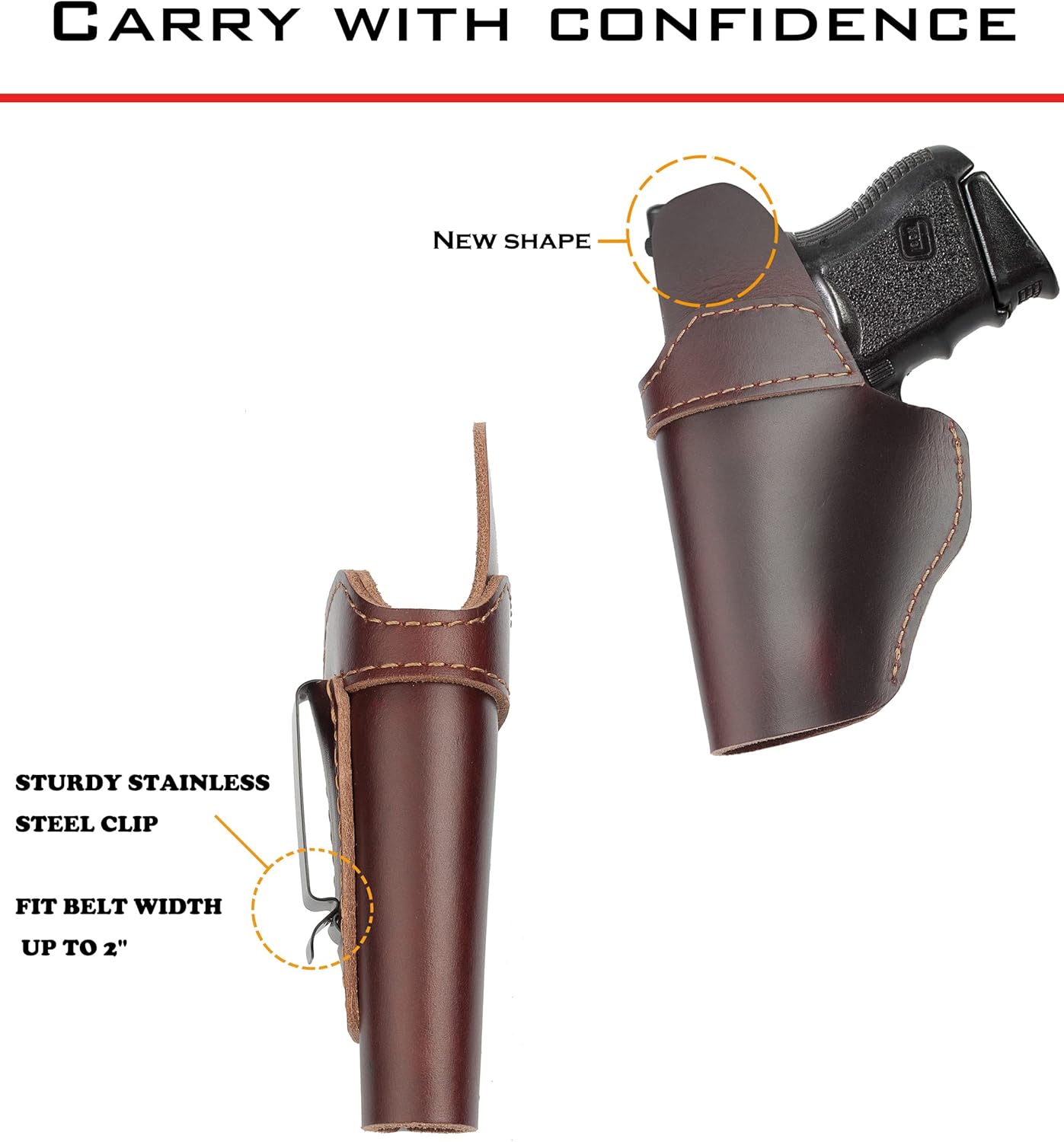 Genuine Top-Grain Leather Holster IWB for Glock17 19 43X fits Taurus G2C G3 G3C for M&P 9mm Shield fits Sig P365 P230 for LCPLC9SSecurity 9Max 9