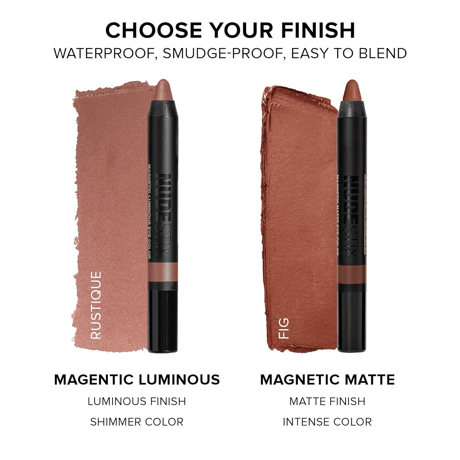 Nudestix Lápiz magnético mate de color de ojos, sombra de ojos + delineador de ojos + base de párpados, barra de maquillaje crema, larga duración,