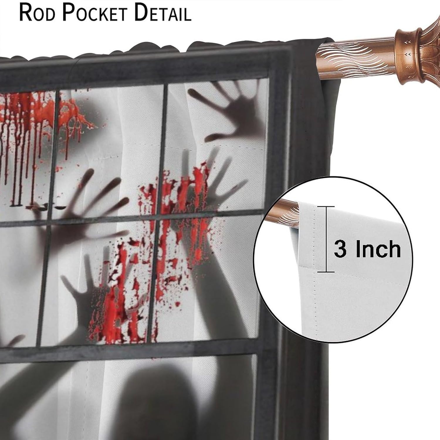 Cortinas de Halloween para decoración de casa embrujada de terror, manos de zombi aterradoras, tratamiento de ventana de esqueleto de Halloween,