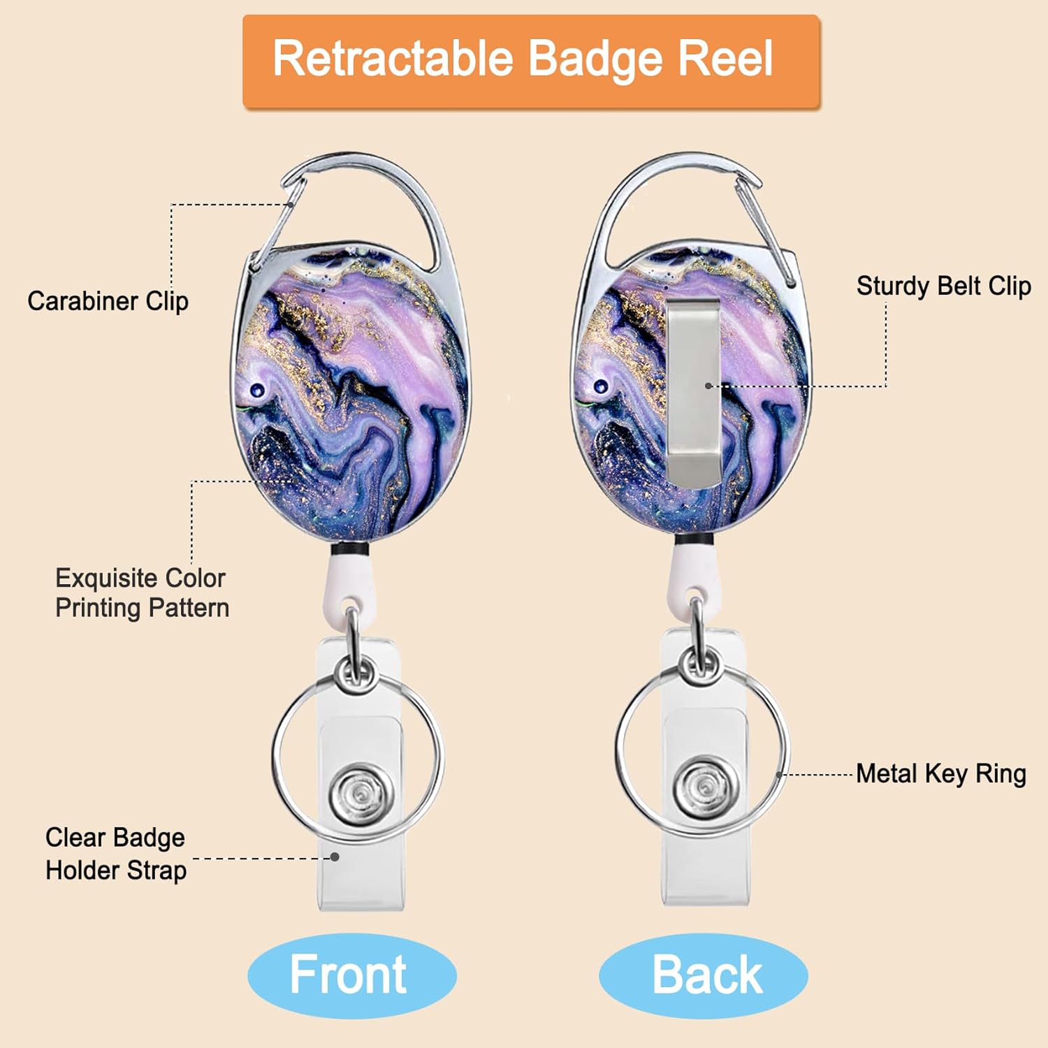 Portatarjetas con carrete retráctil, lindo carrete de insignia con clip para cinturón mosquetón y llavero, funda protectora vertical para tarjeta de