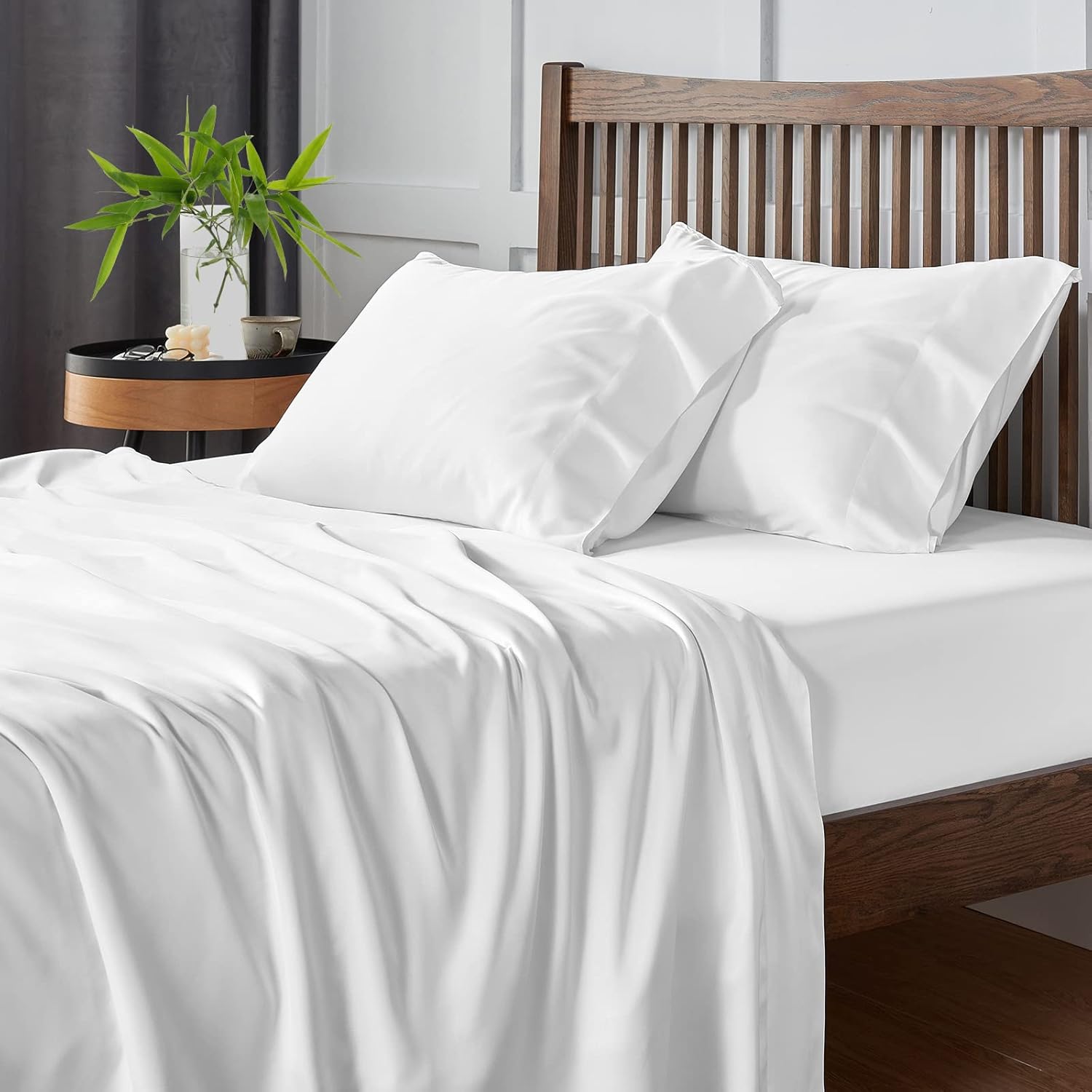 CozyLux Sábanas de bambú tamaño individual, viscosa de bambú orgánico, certificado Oeko-TEX, lujosamente suaves y refrescantes, juego de sábanas