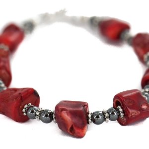 Navajo .925 Sterling Silver Certified Authentic Natural Hematite Coral Native American Bracelet Navajo .925 Sterling Silver Certified Authentic Natural Hematite Coral Native American Bracelet