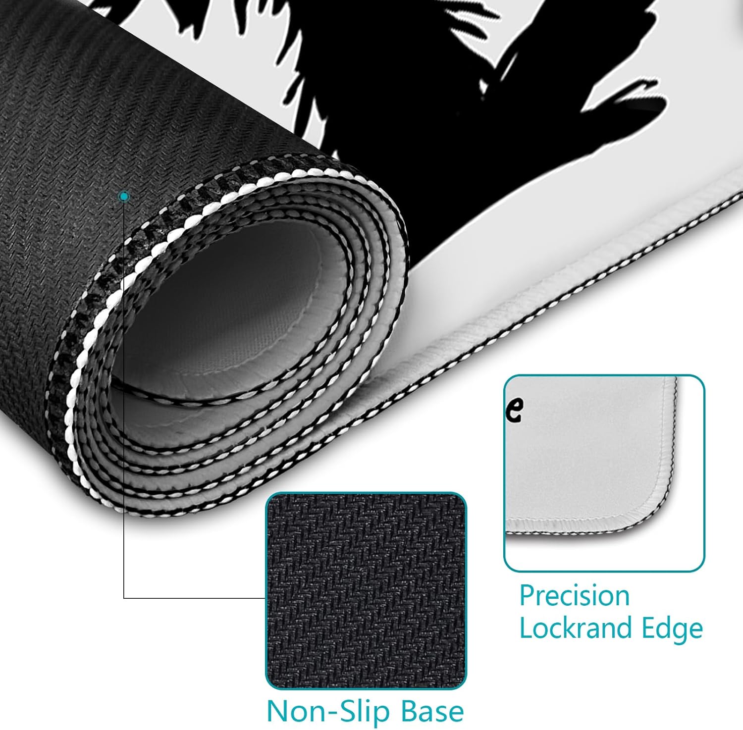 LIMKRIAN Alfombrilla de mouse con diseño de gato negro, divertida alfombrilla de escritorio, alfombrilla de mouse grande para escritorio