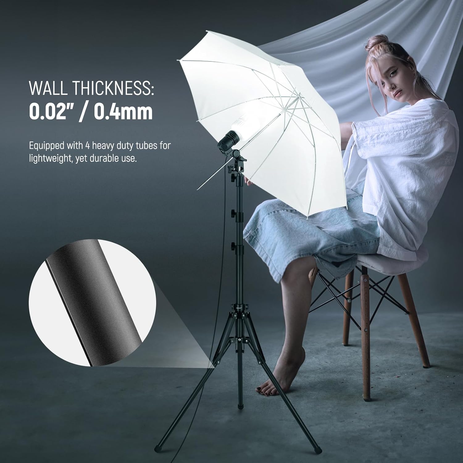 NEEWER ST70R – Soporte de luz de metal con patas reversibles de 180, soporte de trípode de viaje plegable de 70 pulgadas para luces de anillo, luces