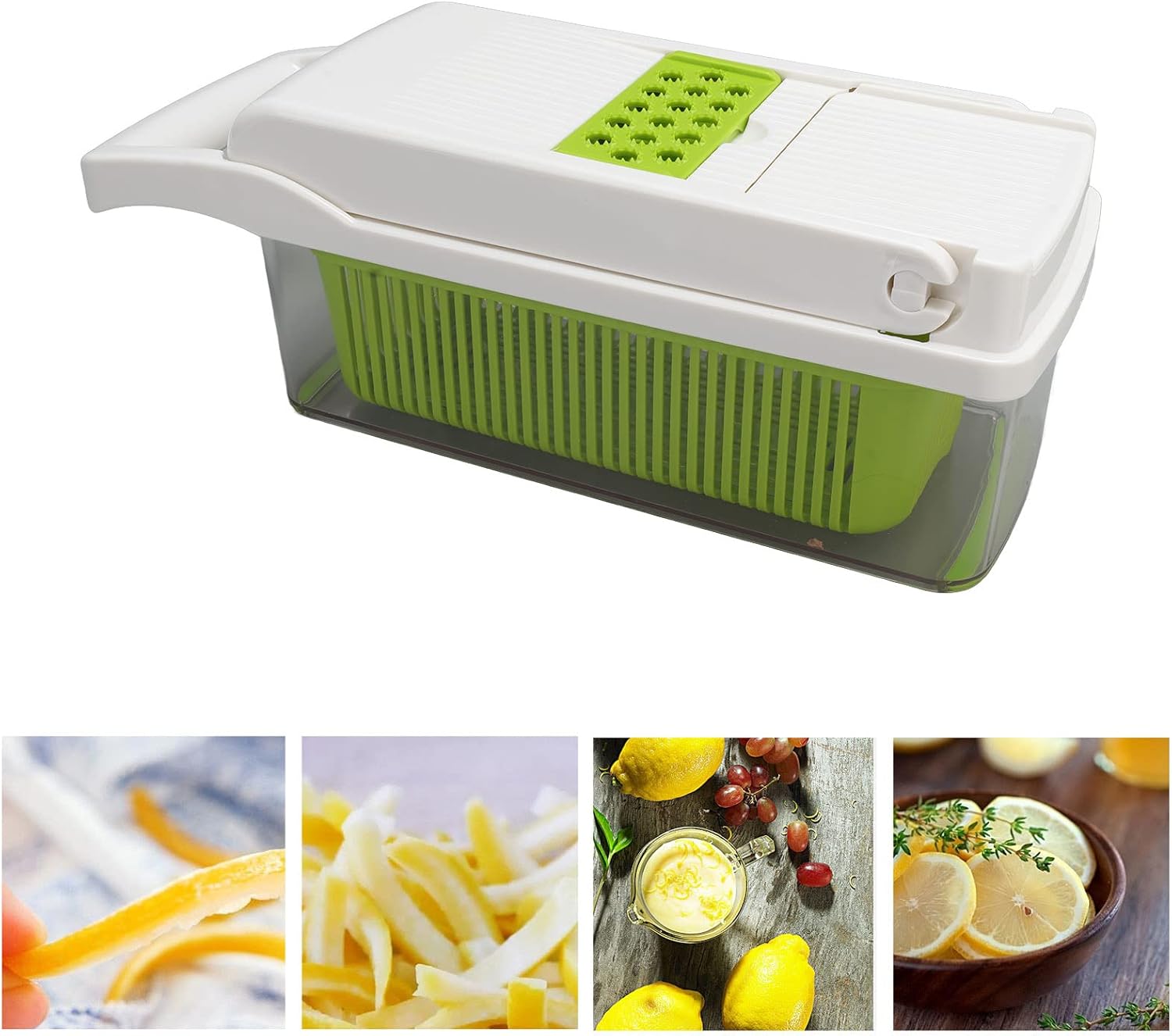 Todo en picador de verduras, rebanador de verduras y rallador de queso, picador de verduras de cebolla C Food C, utensilios de cocina con pelador,