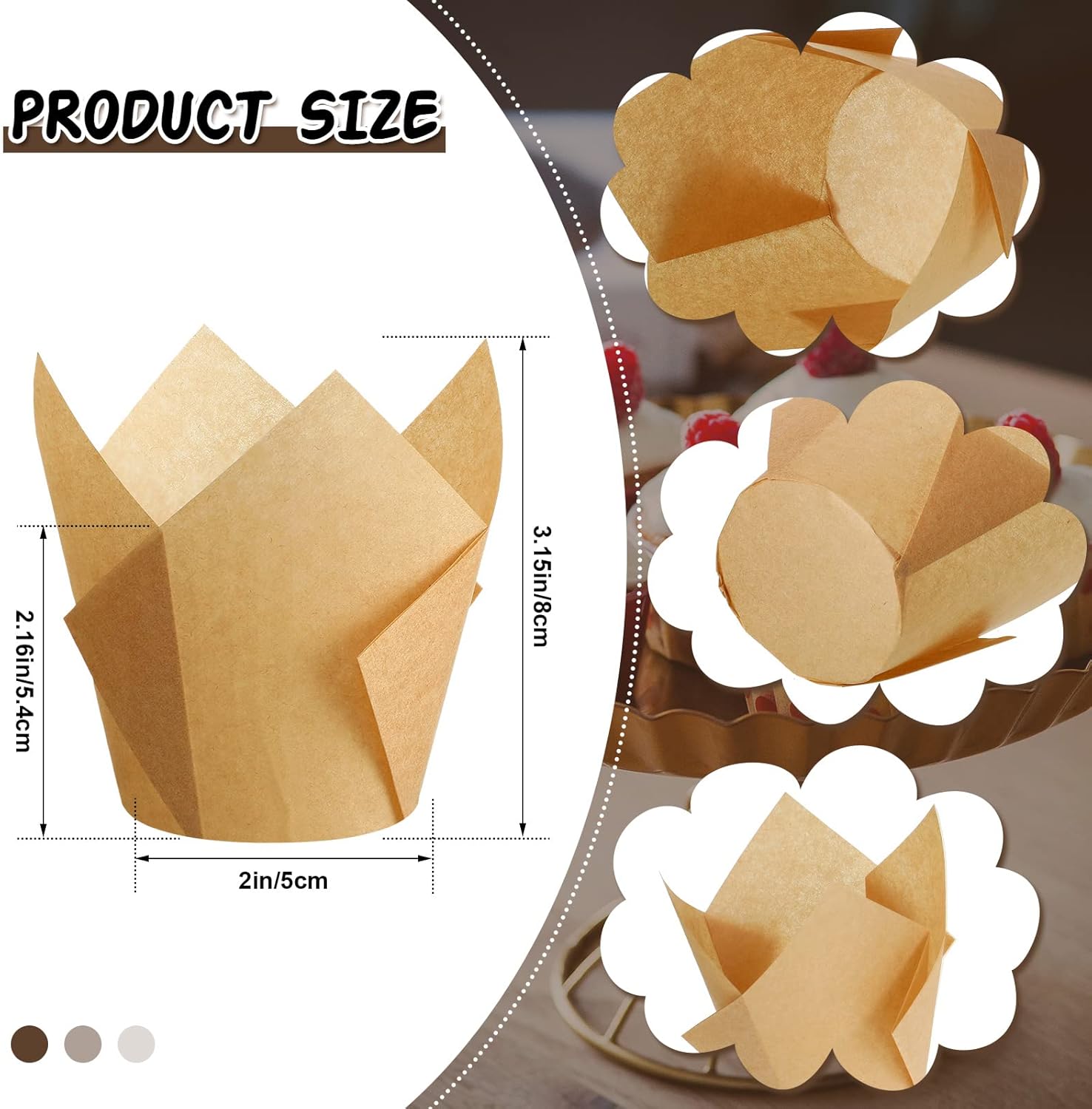 400 forros de tulipanes para cupcakes para hornear, moldes de tulipán para muffins, envoltorios a prueba de grasa, soportes para tazas de hornear