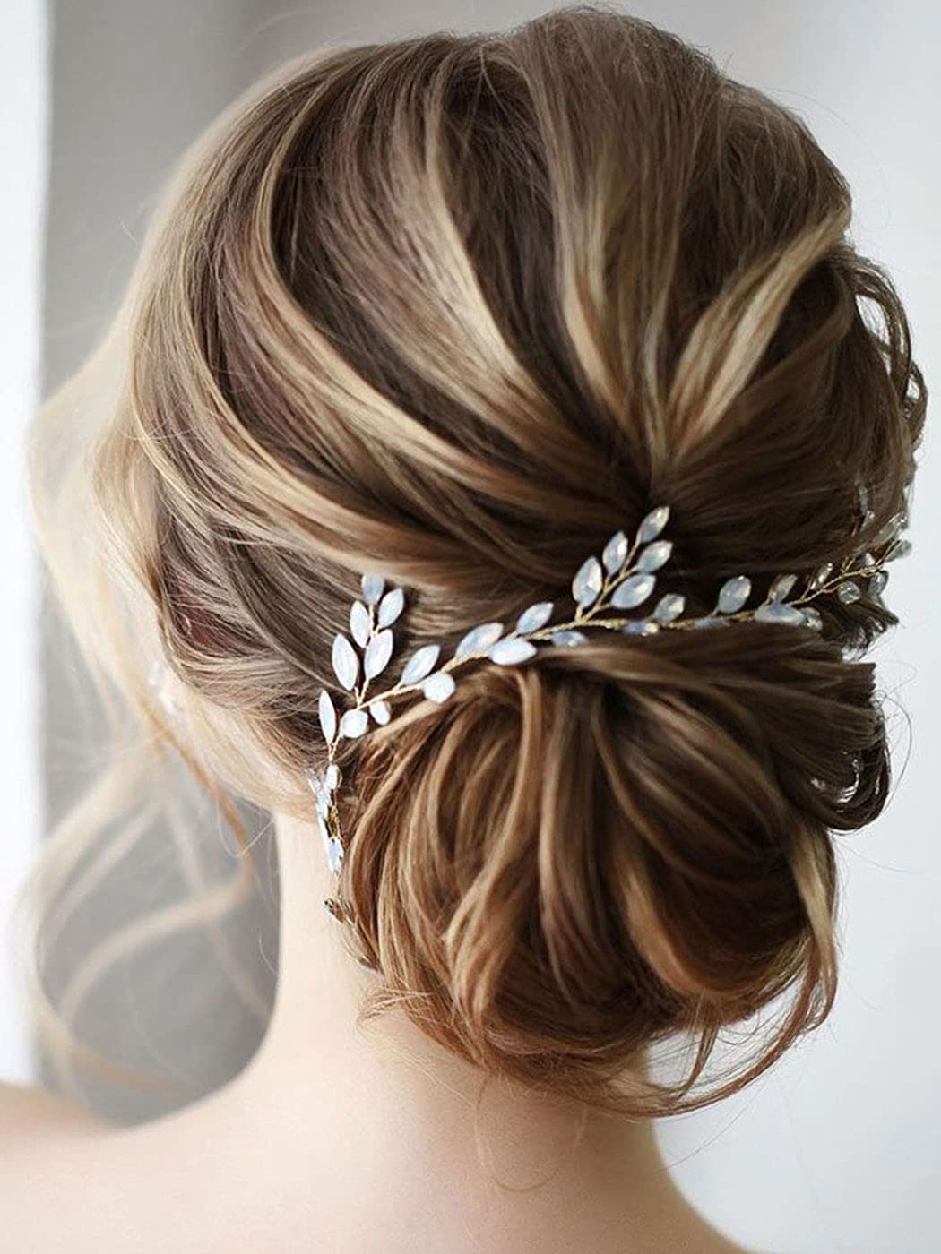 JAKAWIN Bride Crystal Wedding Hair Vine Gold Bridal Hair Piece Rhinestone Accesorios para el cabello para mujeres y niñas HV113 (dorado)