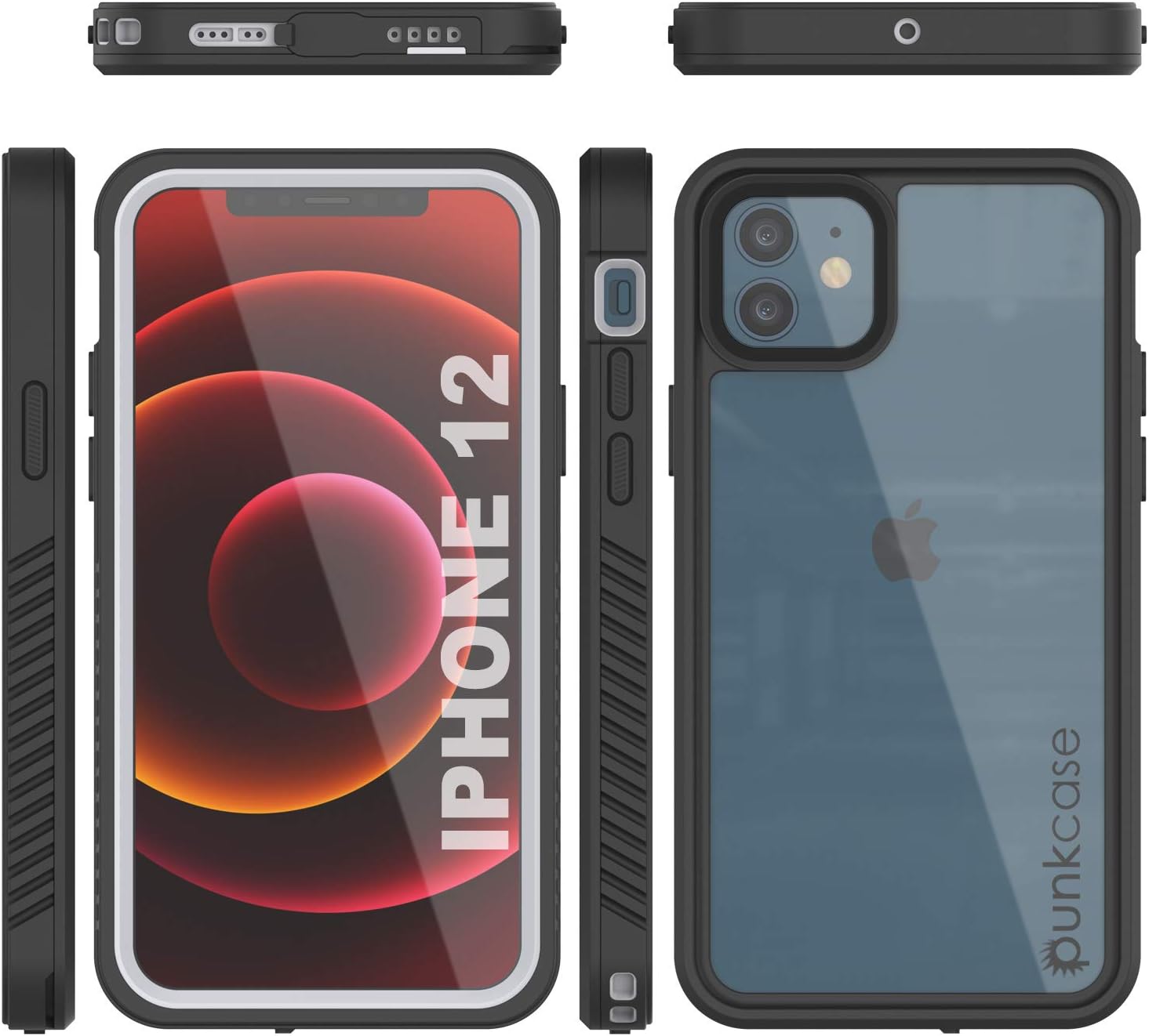 Punkcase Funda impermeable diseñada para iPhone 12 Serie Extrema Ajuste delgado Certificado IP68 A prueba de nieve Funda blindada con protector de