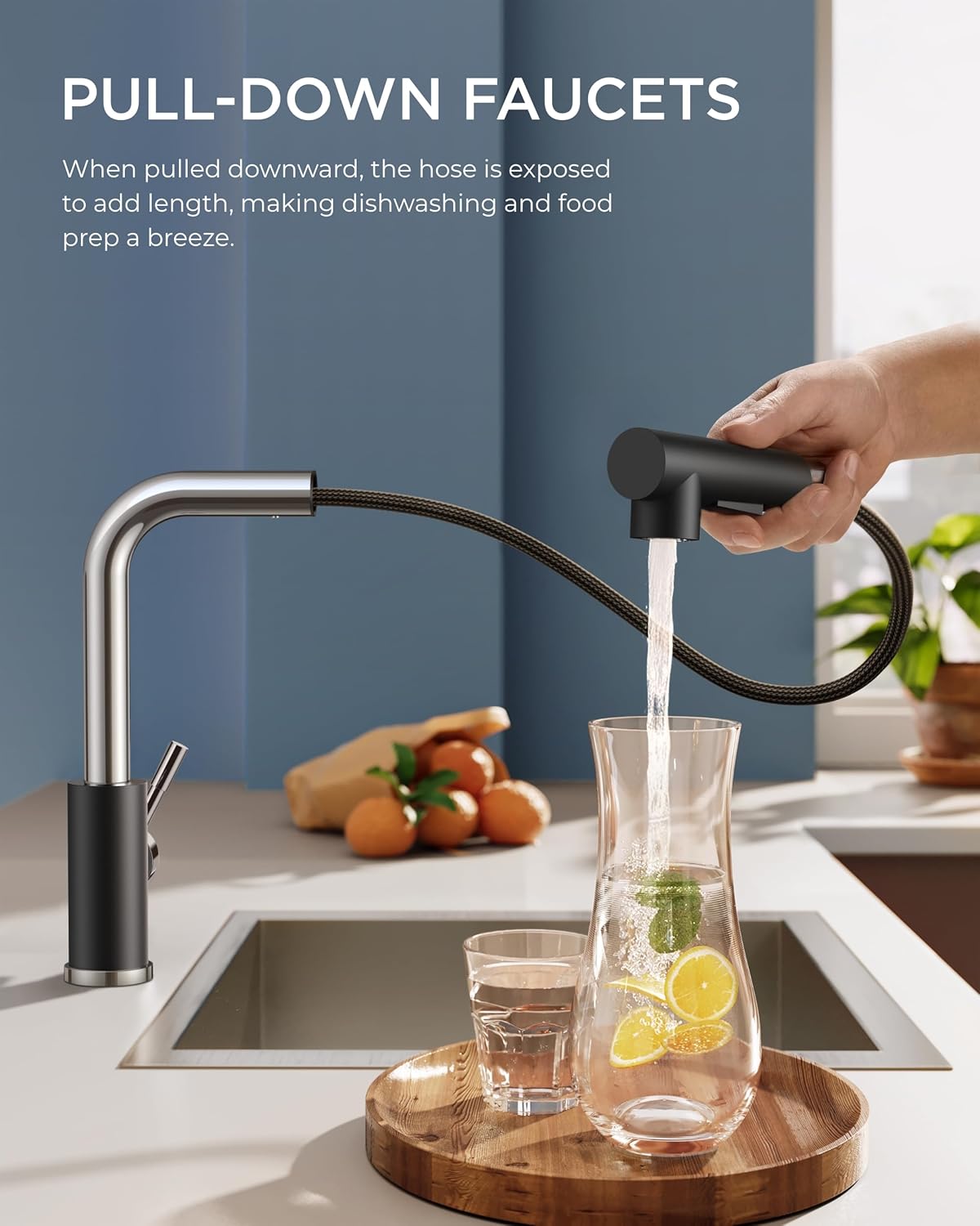 FORIOUS Grifo de cocina, grifo de fregadero de cocina con rociador extraíble, grifo de cocina comercial extraíble para fregadero de 1 o 3 agujeros,