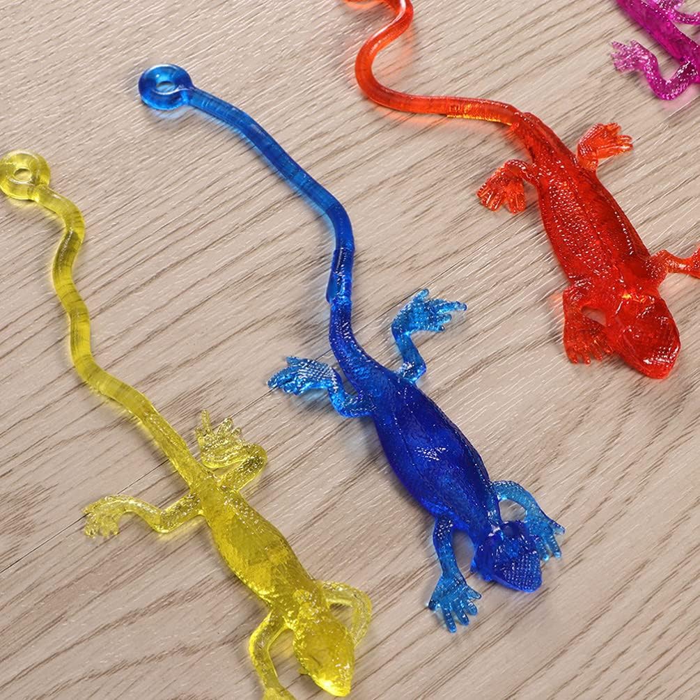 STOBOK Lagarto pegajoso, 24 piezas de juguetes pegajosos divertidos de lagarto de manos pegajosas, figuras de lagarto de gecko, juguetes elásticos
