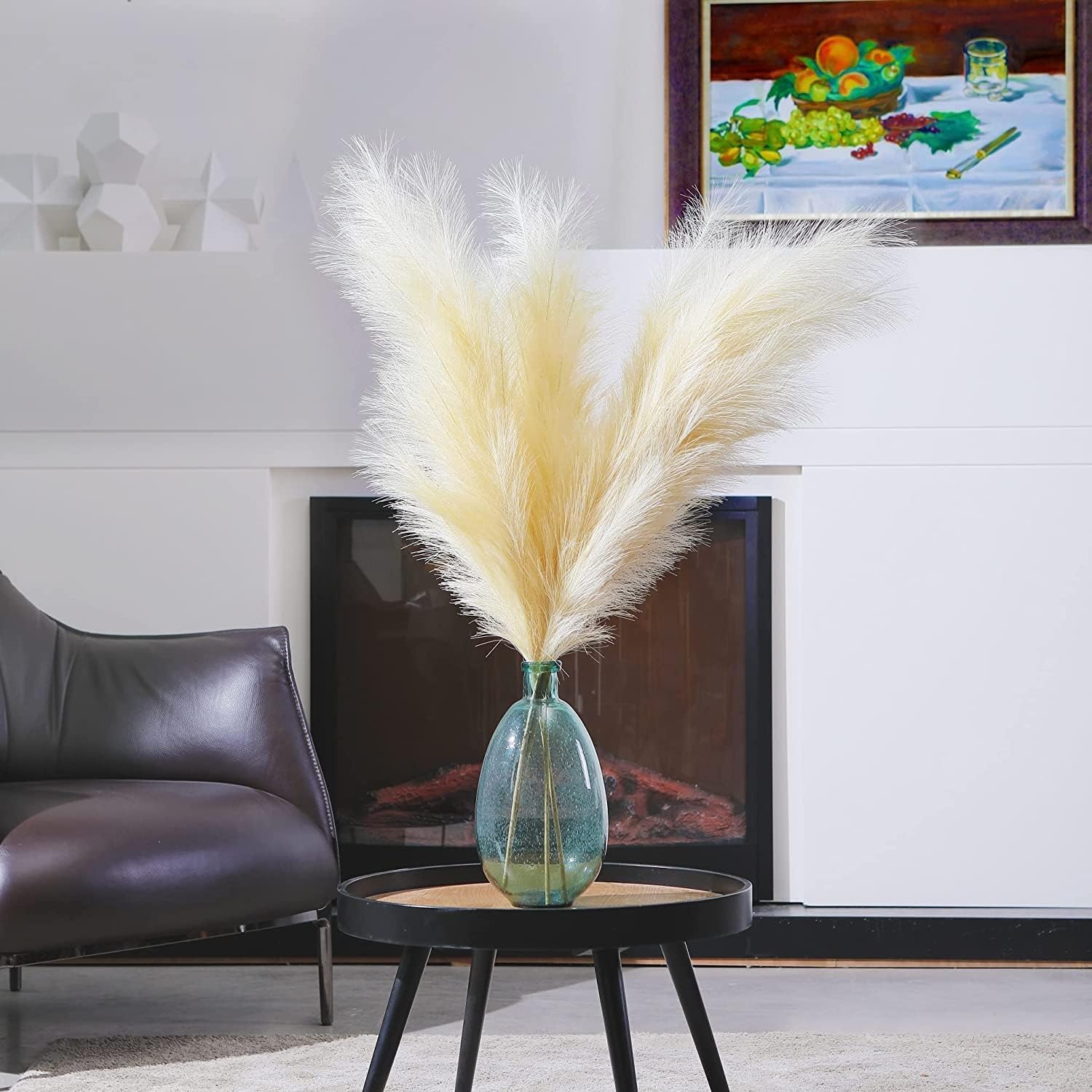 Hierba sintética de las pampas, 6 tallos de ramas grandes de 46 pulgadas46.5 in, decoración elegante de habitación y arreglos florales