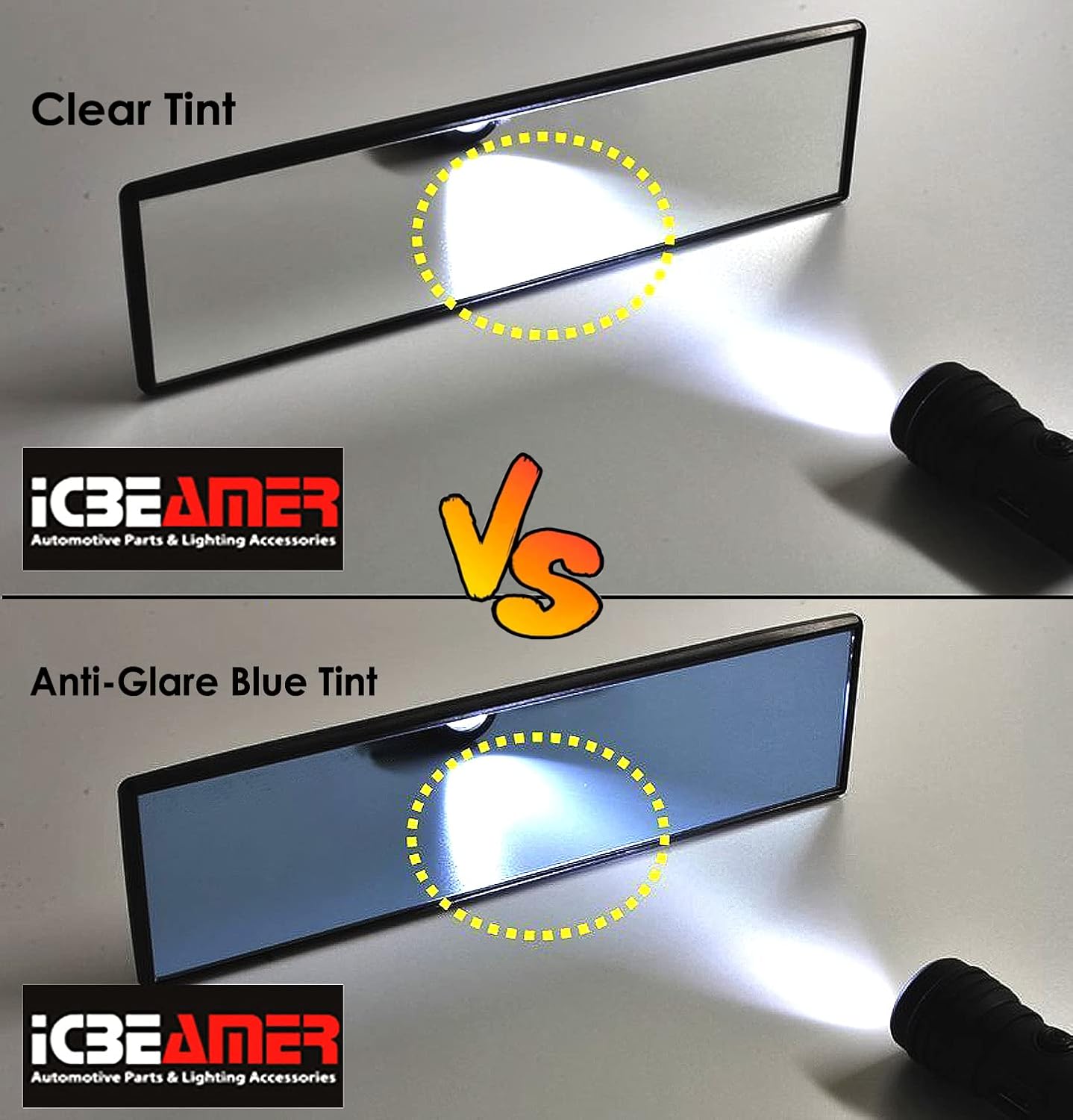 ICBEAMER – Espejo retrovisor interior convexo para automóvil, con un amplio ángulo panorámico, para puntos ciegos, fácil de enganchar de 14.2