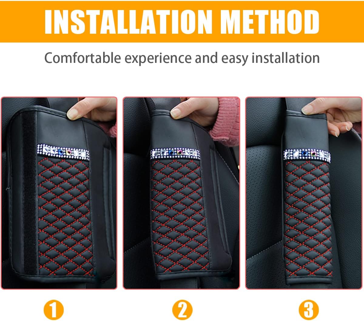 2 fundas para cinturón de seguridad para automóvil, correa de hombro con diamantes de imitación brillantes para una conducción más cómoda,