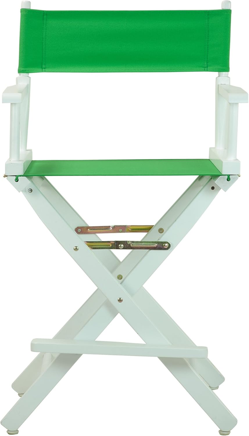 Casual Home – Silla de director de 24 in, marco blanco, con lona color verde, altura de mostrador