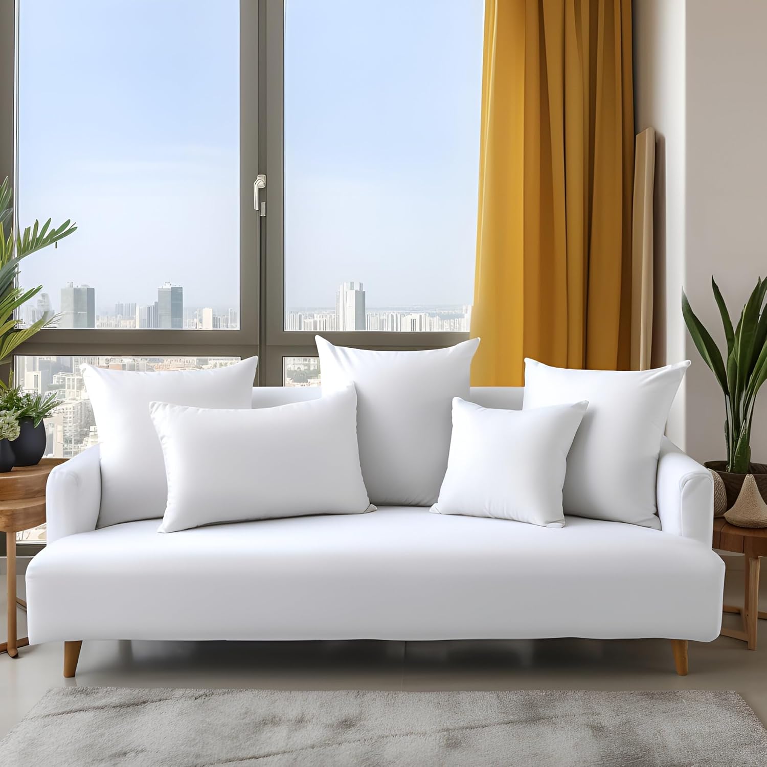 Juego de 2 rellenos de almohada de 18 x 18 pulgadas, almohadas decorativas de plumón, almohadas blancas de lujo para sofá, cama y cojín