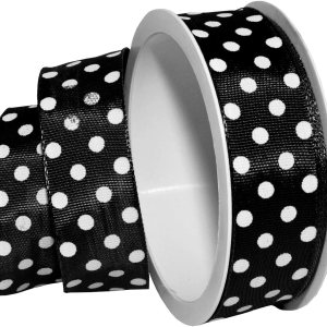 Morex – Cinta de lunares, grogrén, 1 pulgada por 4 yardas, color negro Morex – Cinta de lunares, grogrén, 1 pulgada por 4 yardas, color negro