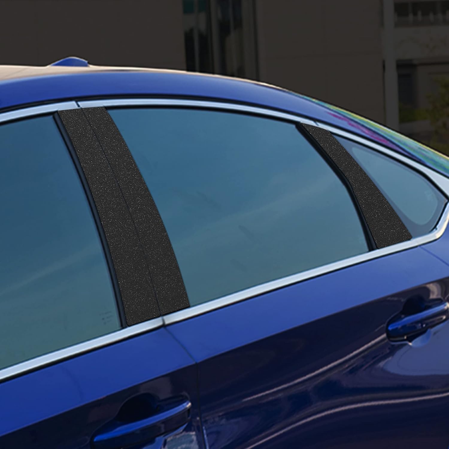 TOMALL Pegatinas brillantes para poste de pilar de automóvil, para ventana lateral, superposición automática, accesorios negros, decoración de