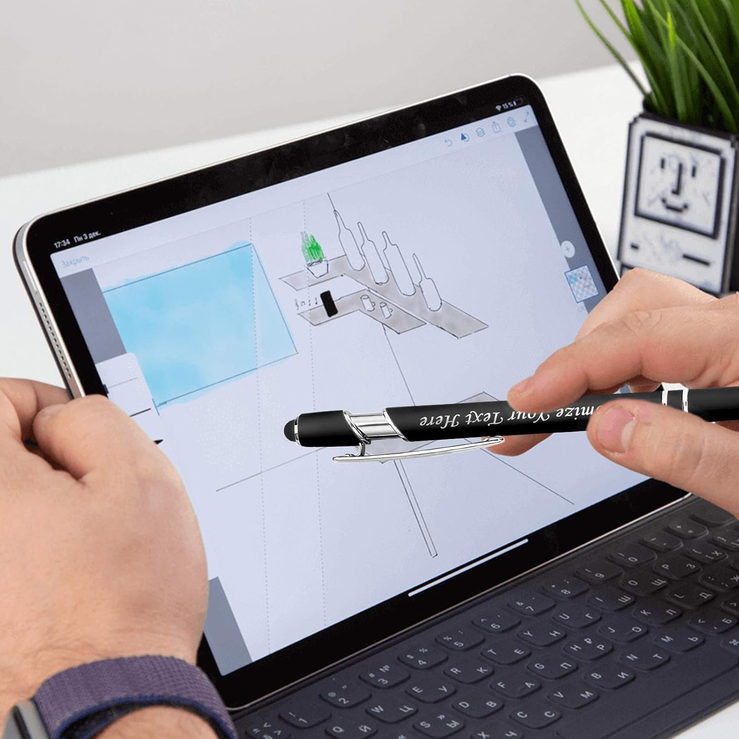 Bolígrafos personalizados a granel con punta de lápiz capacitivo, bolígrafos personalizados de 0.020 in con nombre, logotipo o mensaje grabado,