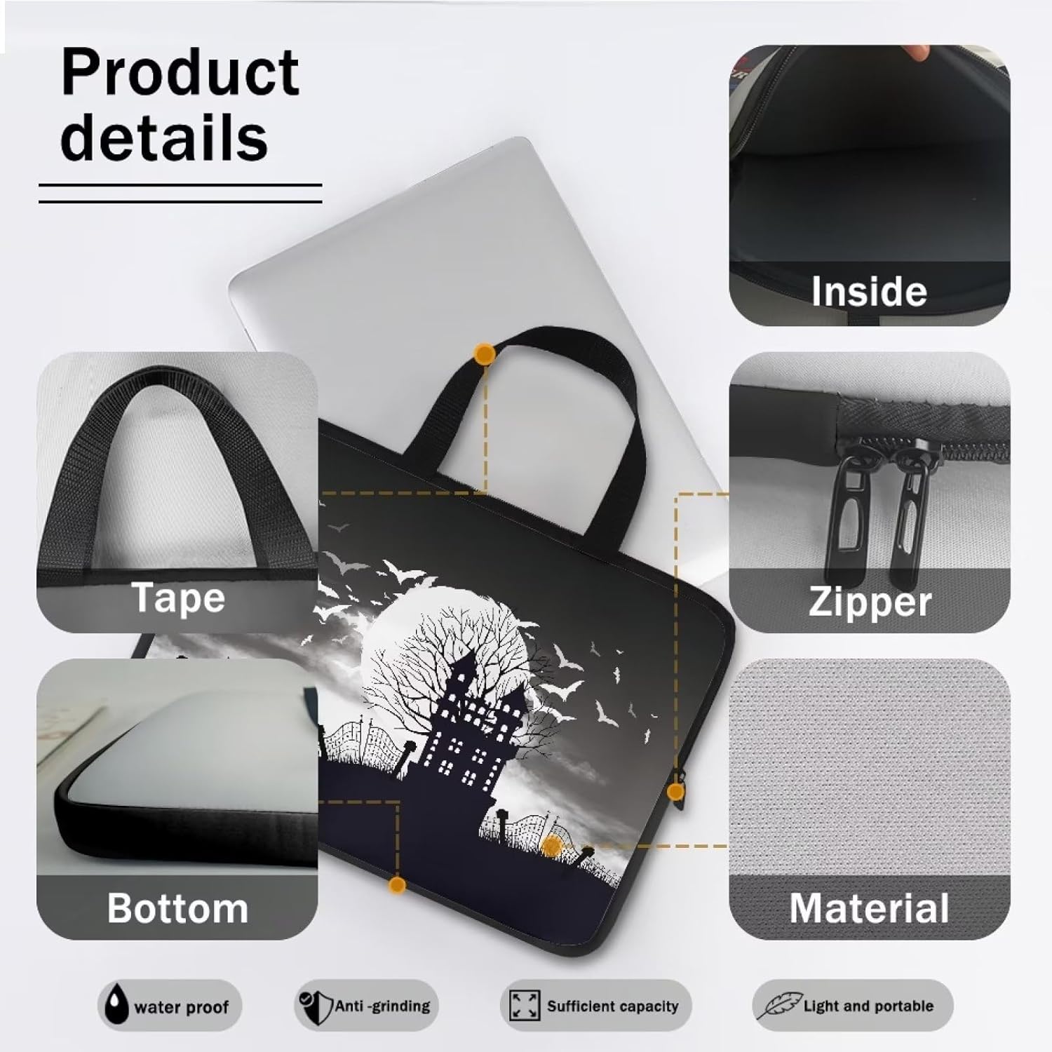 Bolsa de mano para laptop compatible con portátil de 10 a 17 pulgadas, funda de transporte para laptop