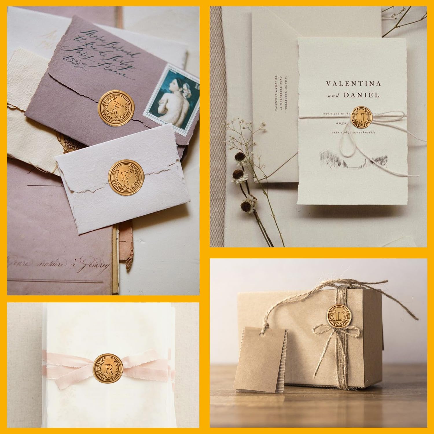 50 calcomanías de sello de cera con inicial, autoadhesivas, letra A del alfabeto para invitaciones de fiesta de boda, regalo personalizado hecho a