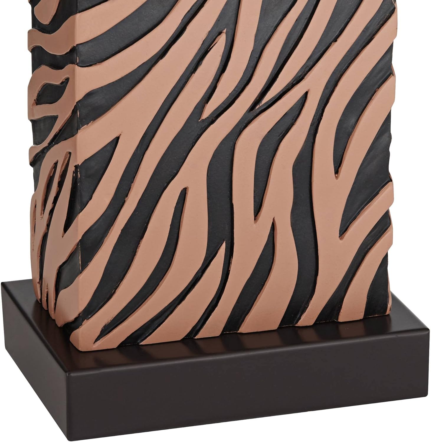 360 Lighting Juego de 2 lámparas de mesa modernas con puerto de carga USB de 27 pulgadas de alto, madera sintética de cebra, pantalla rectangular
